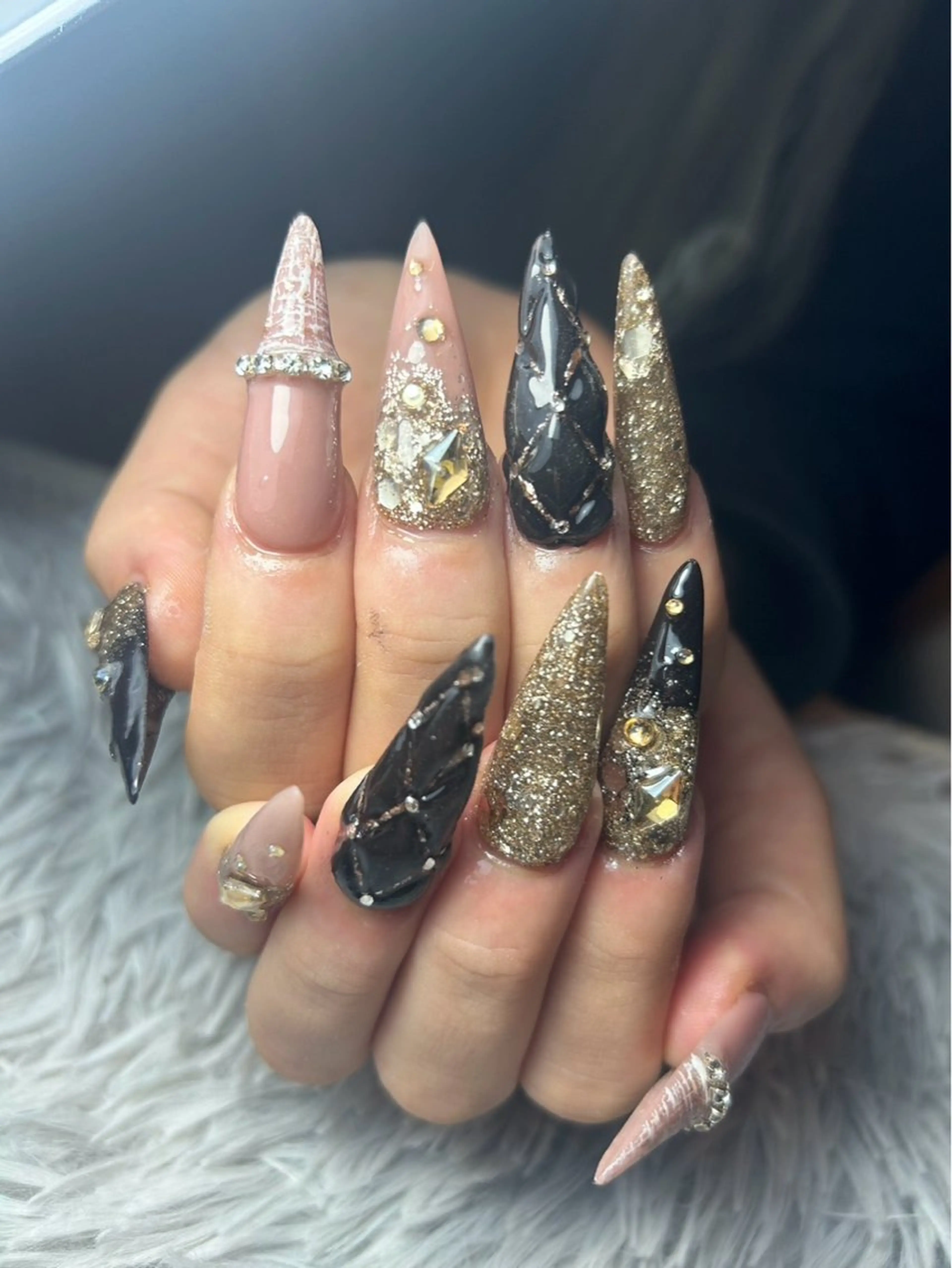 ネイル ラメ(グリッター) ラメグラデーション スカルプネイル ツイードネイル ハンドネイル シェヌネイル JURAのネイルデザイン