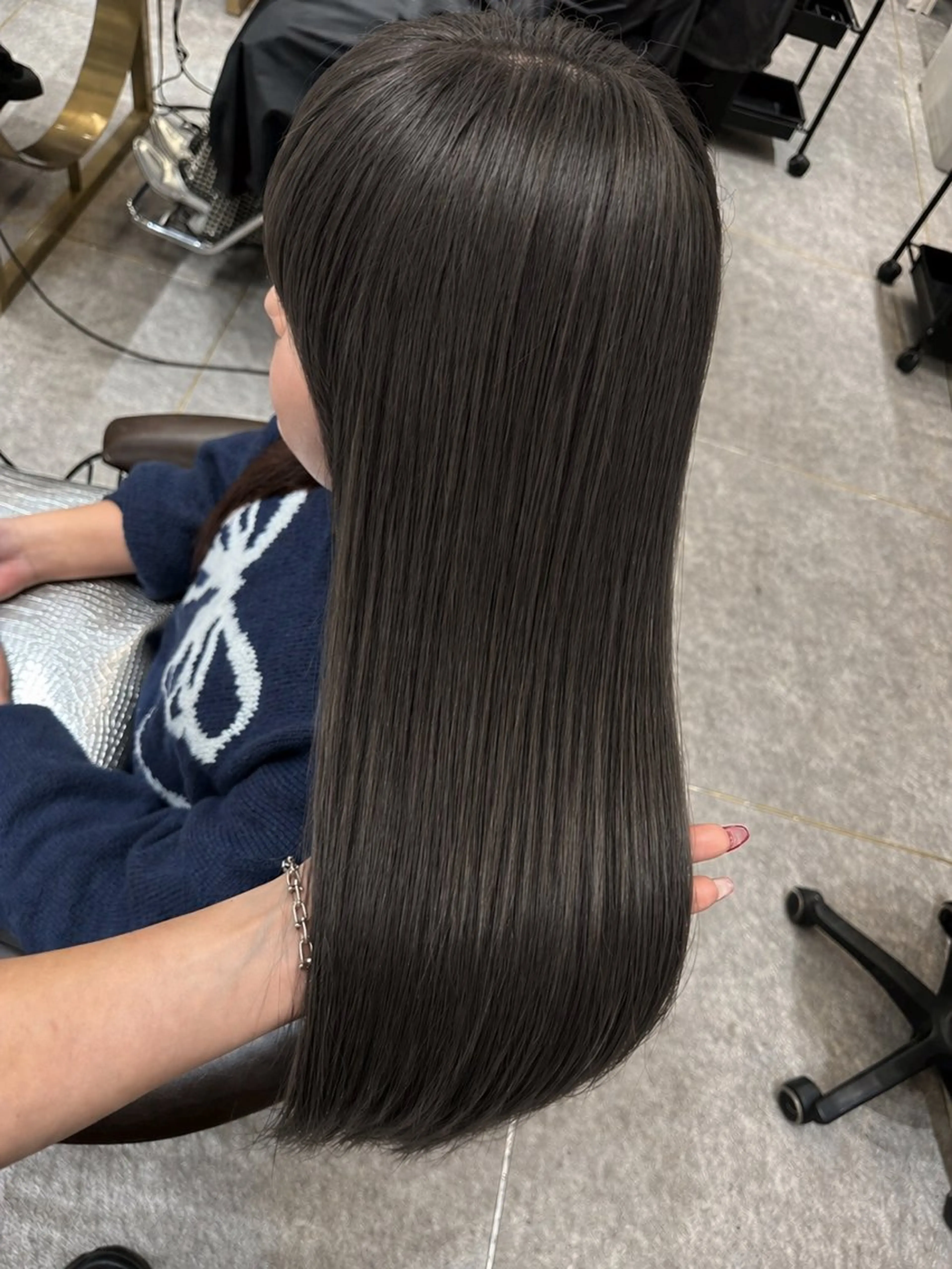 ロング カラー 透明感カラー グレージュ オレンジ 縮毛矯正 ヘアカラー ♡Aira♡lond /グレージュ/縮毛のヘアスタイル