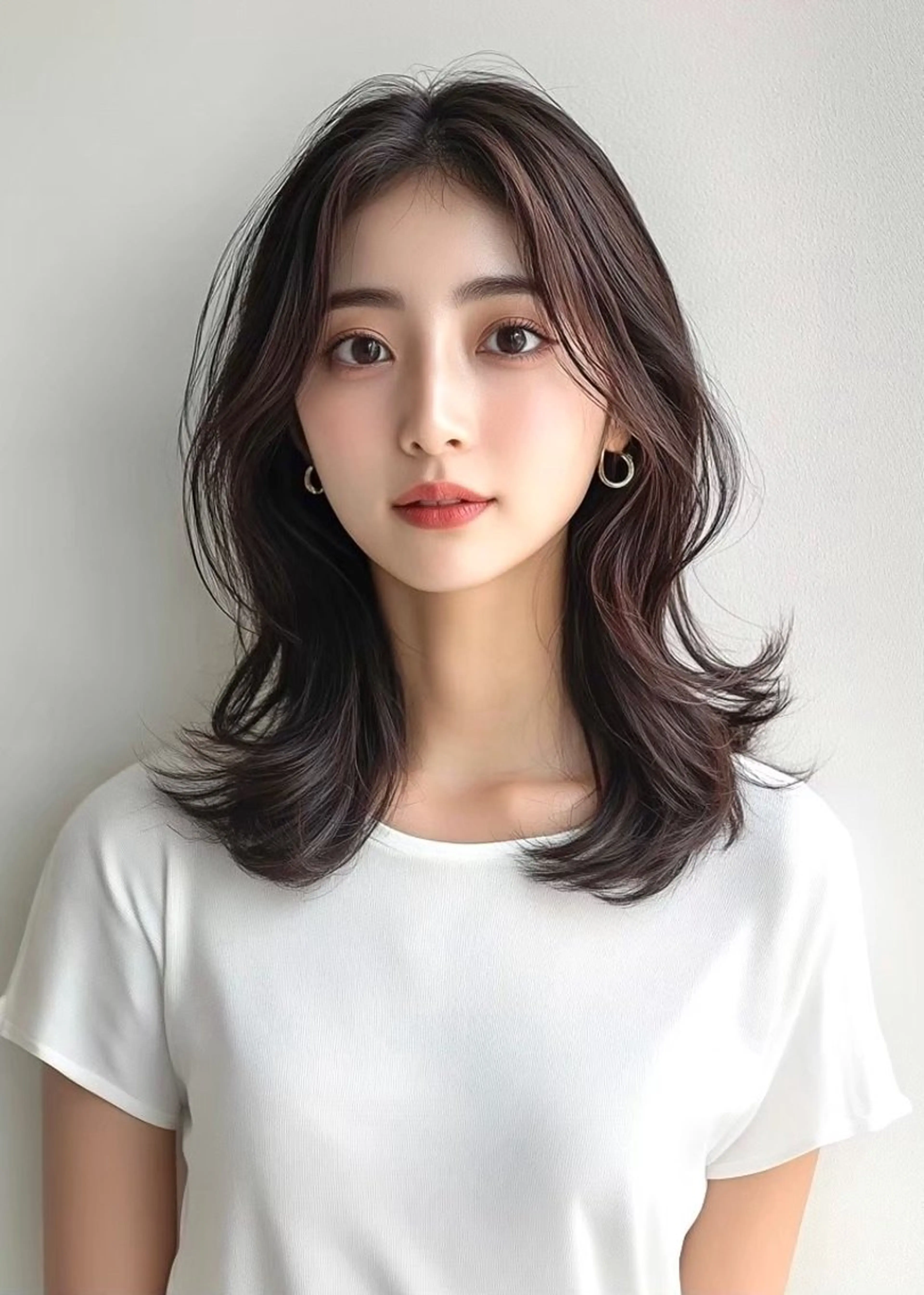 ミディアム ハイライト 髪質改善 ヨシンモリ 韓国風ヘア レイヤーカット カット ヘアカラー トリートメント 韓国風/髪質改善/ ナガヤアキラのヘアスタイル