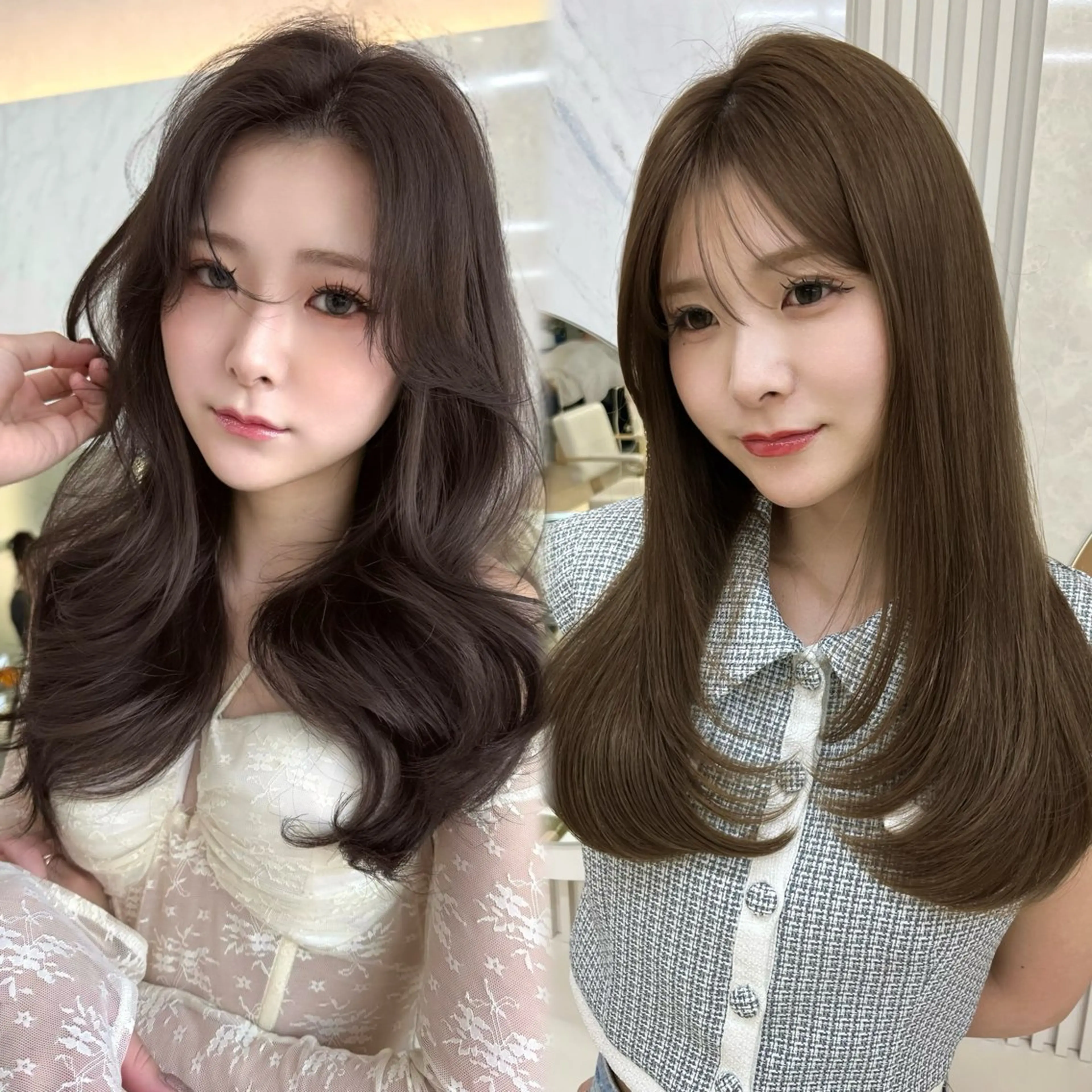 セミロング カラー 似合わせレイヤー/ 透明感カラーのヘアスタイル