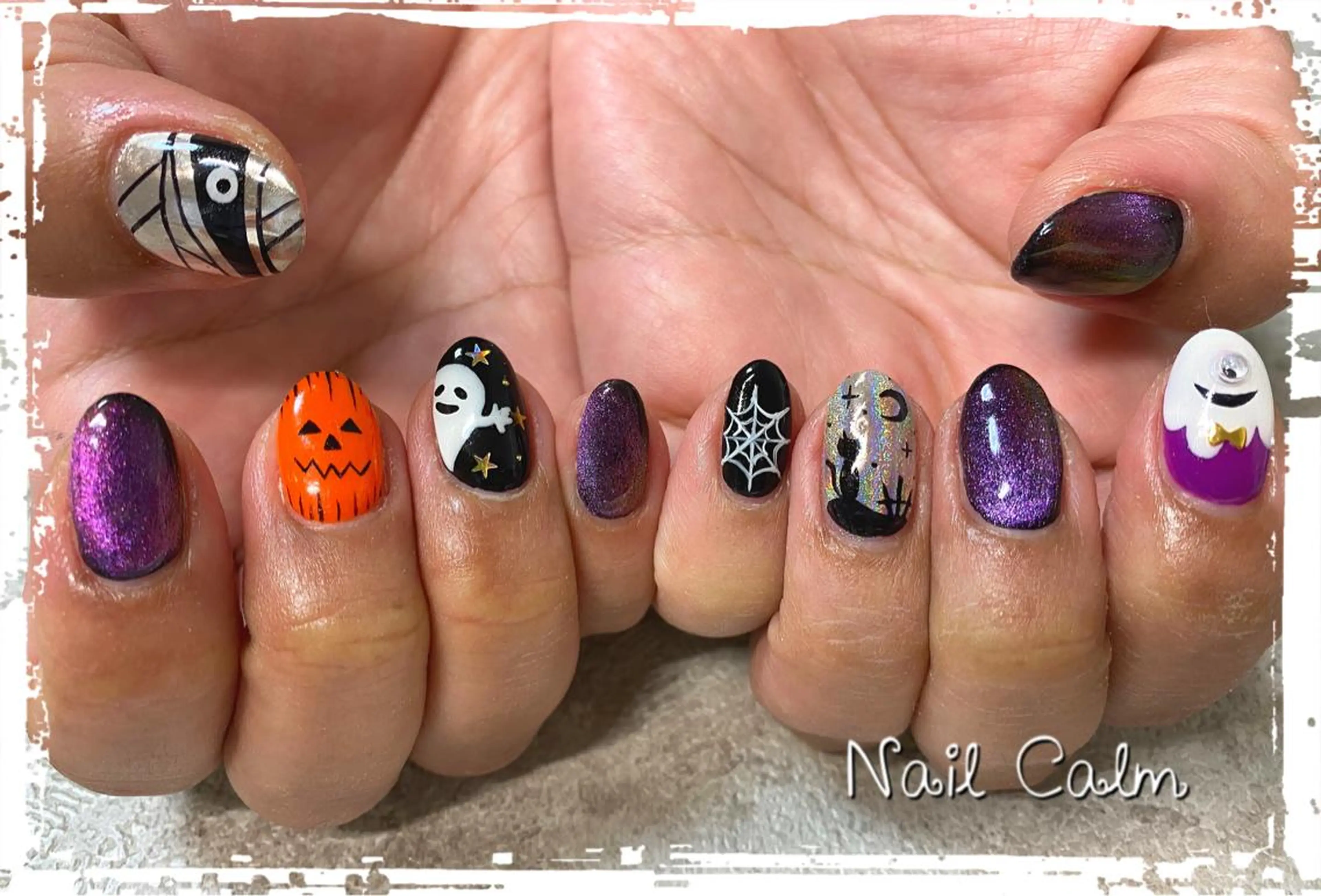ネイル ハロウィン ハンドネイル プライベートサロン Calmのネイルデザイン
