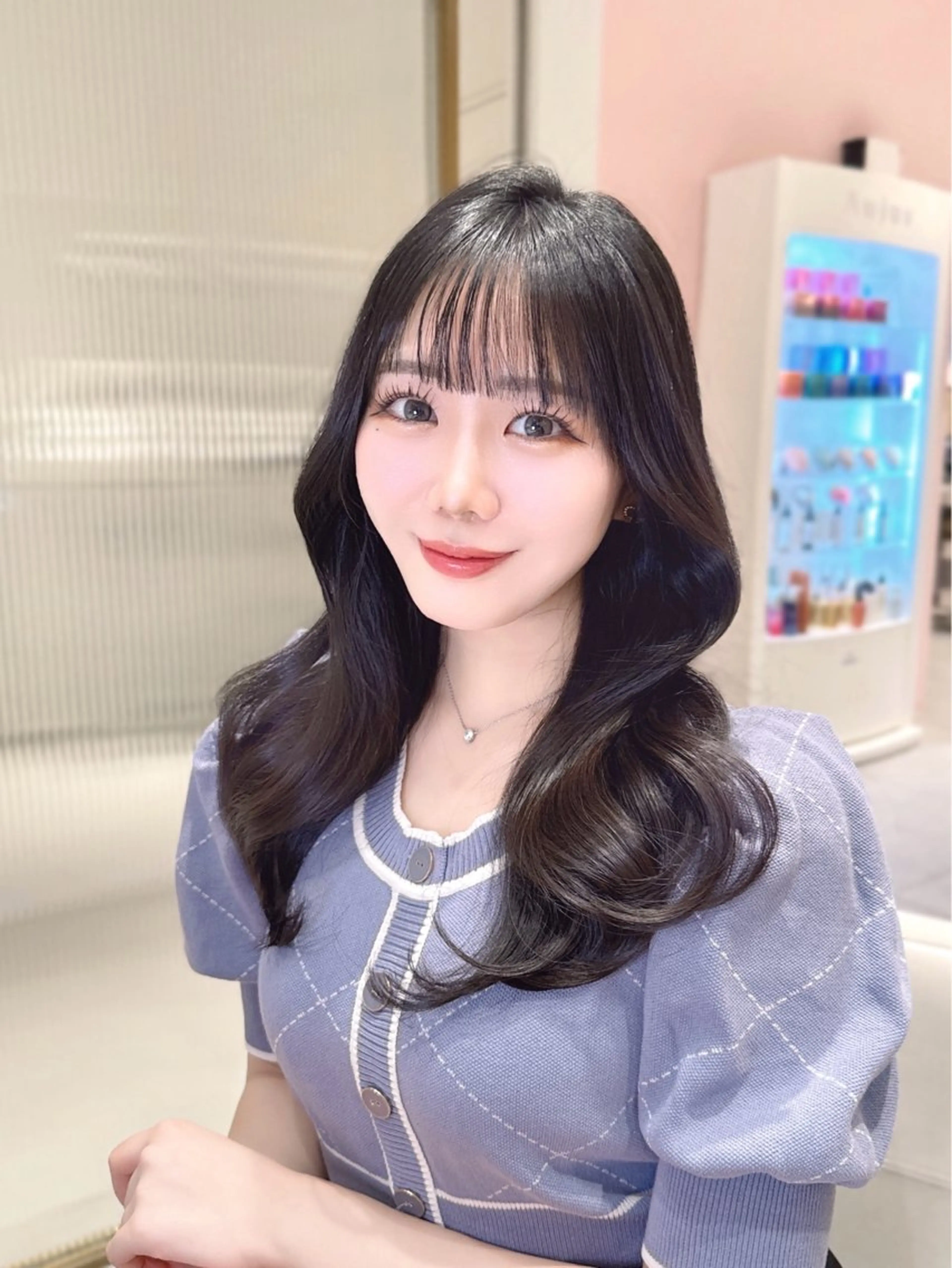 セミロング カラー カット ヘアカラー トリートメント ヘッドスパ ヘアセット 韓国ヘア/レイヤー/ 顔まわり/りょーとのヘアスタイル