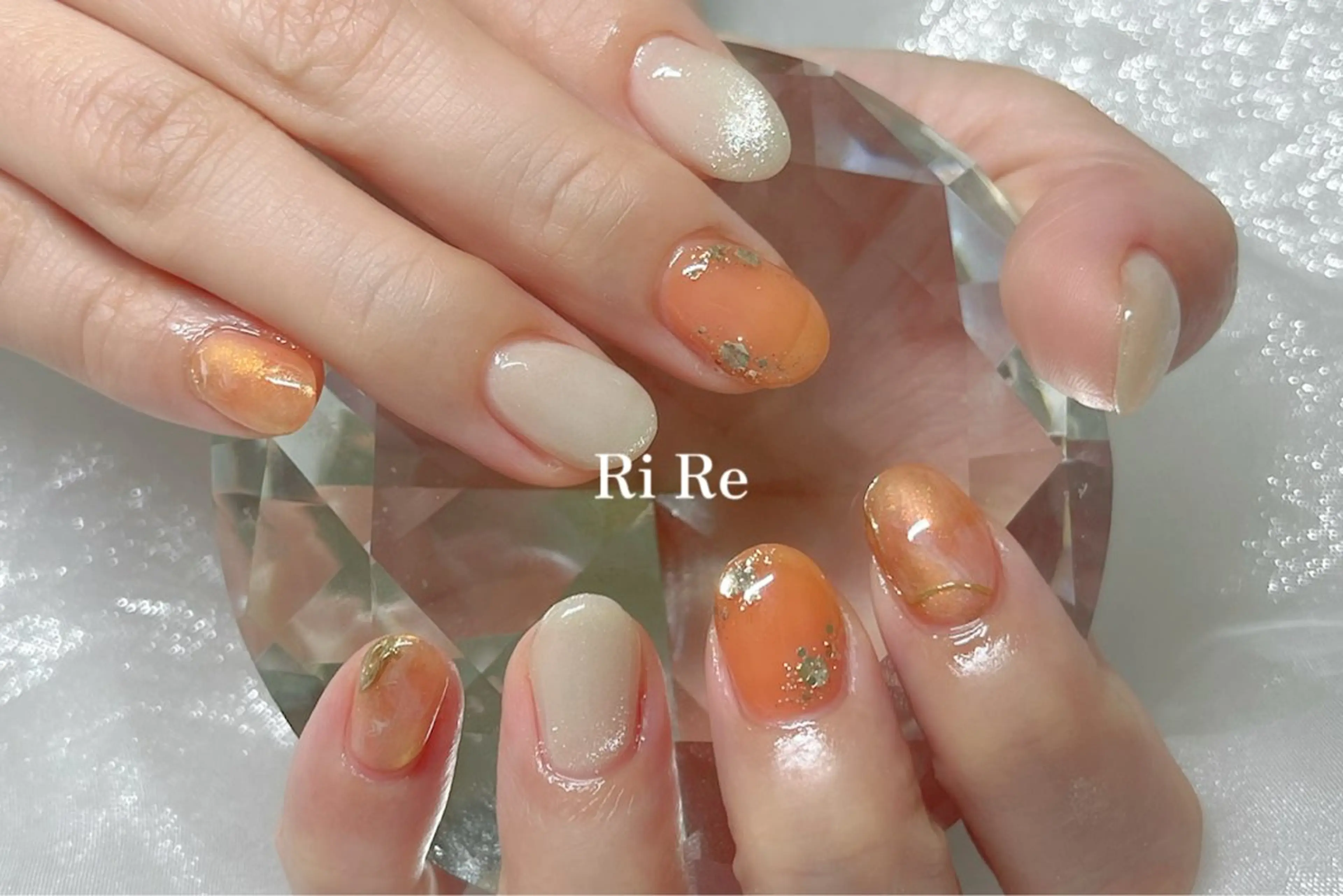 ネイル ニュアンスネイル オレンジ Nailsalon RiRe♡Reikaのネイルデザイン