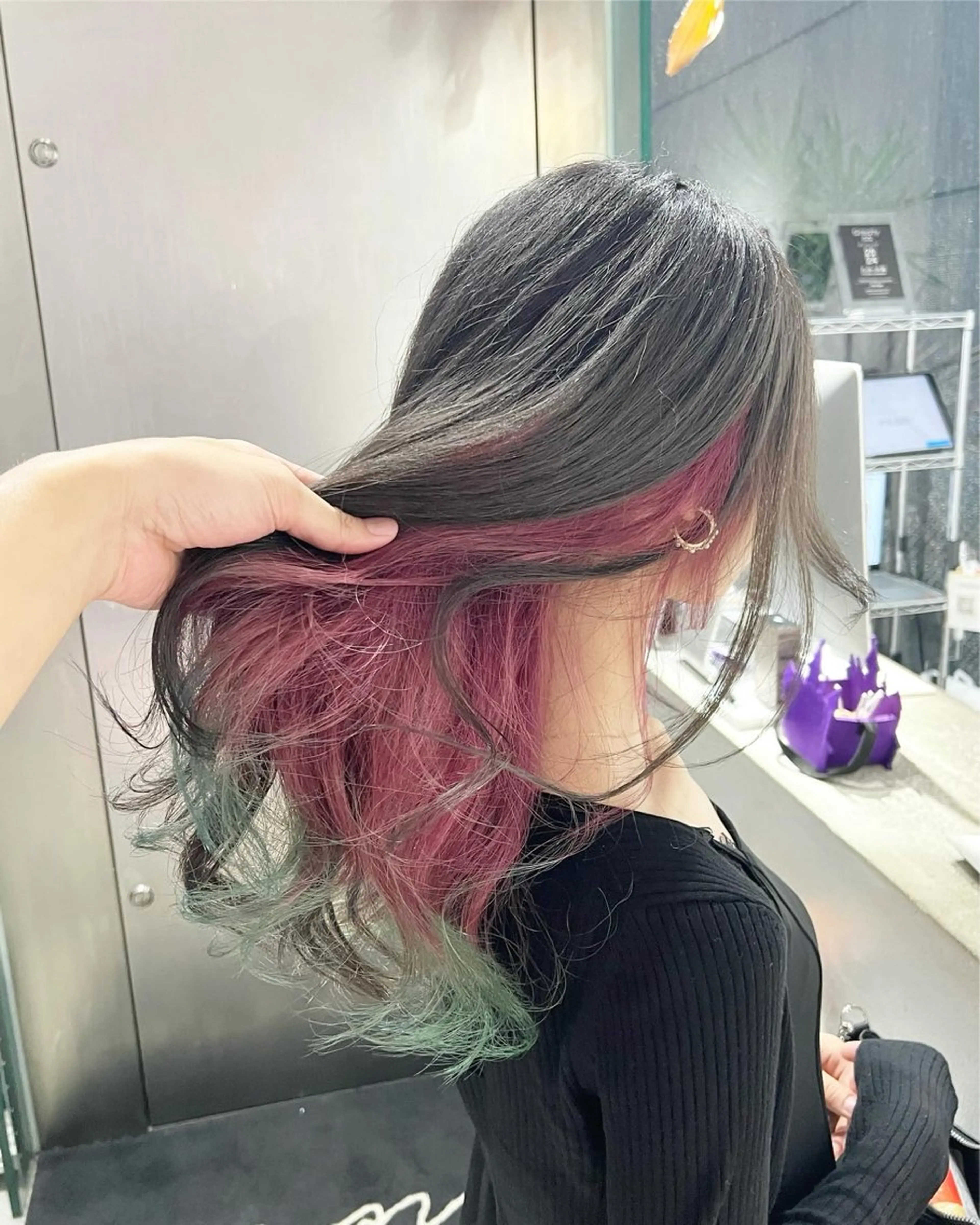 ロング カラー ブリーチ グラデーションカラー ピンクカラー ヘアカラー トリートメント インナーカラー/天神 ブリーチ/吉田のヘアスタイル