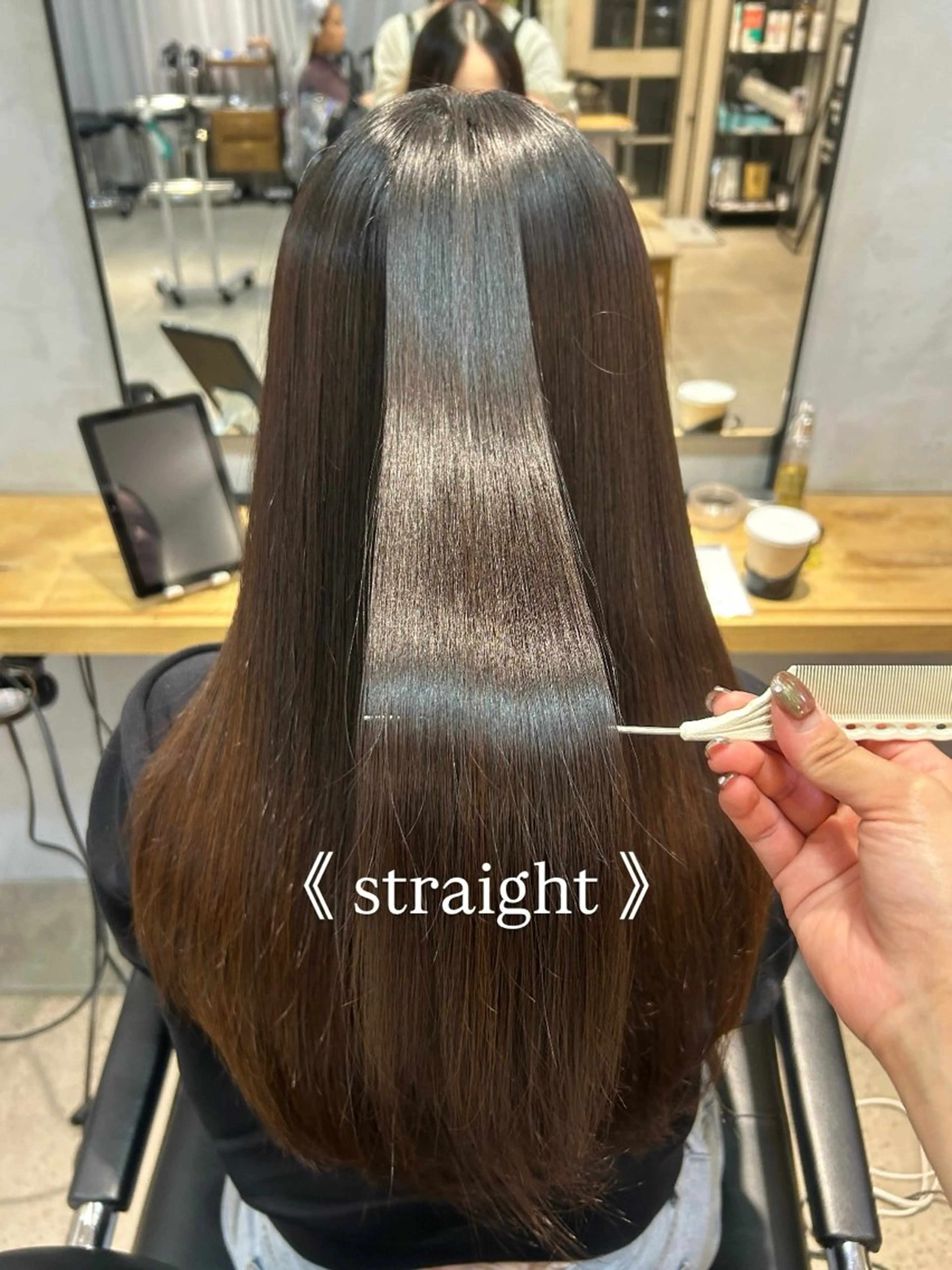 セミロング 縮毛矯正 ショートカット/ ベージュ/moekaのヘアスタイル