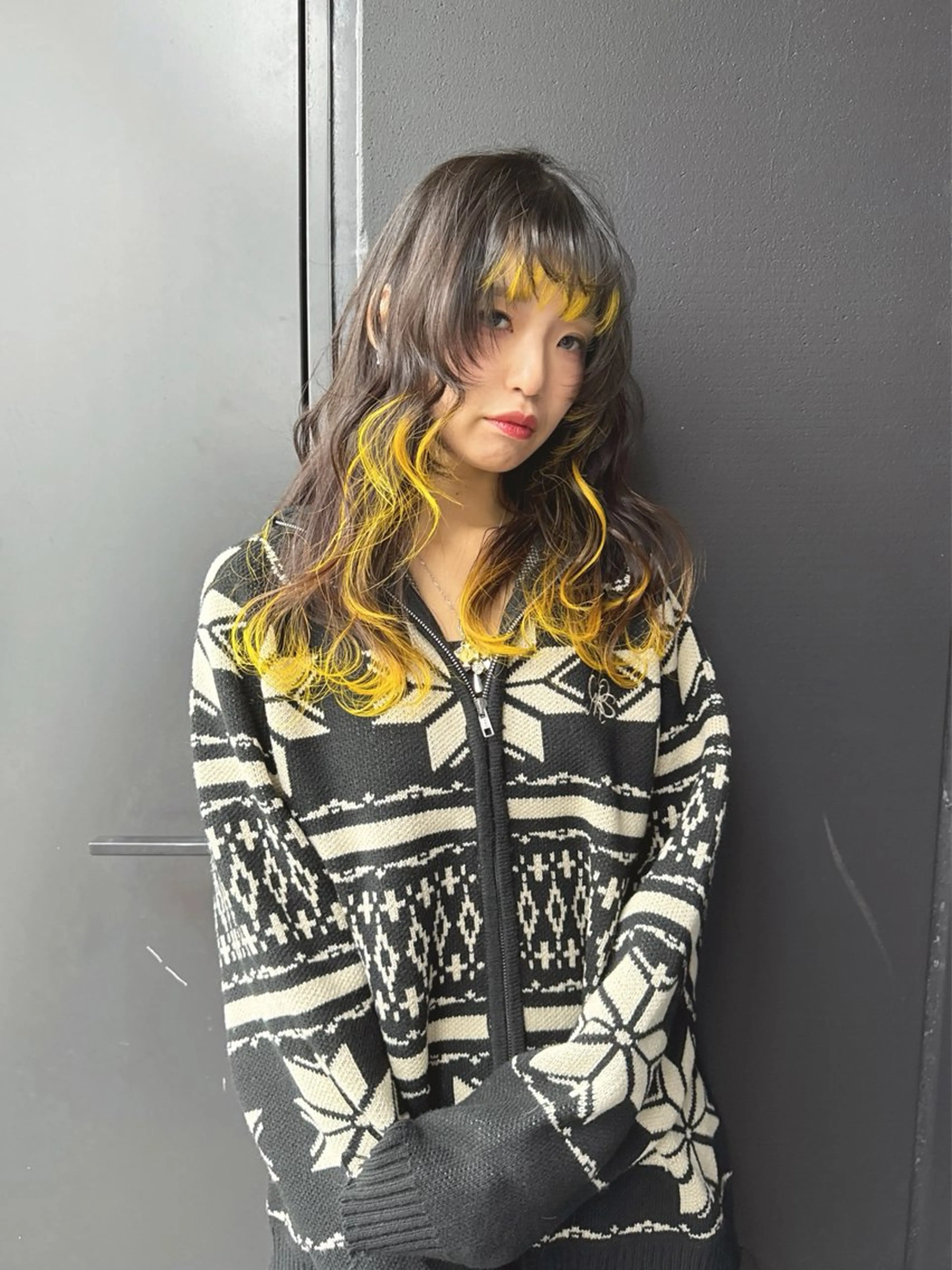 ミディアム ヘアカラー 大野 翔輝のヘアスタイル