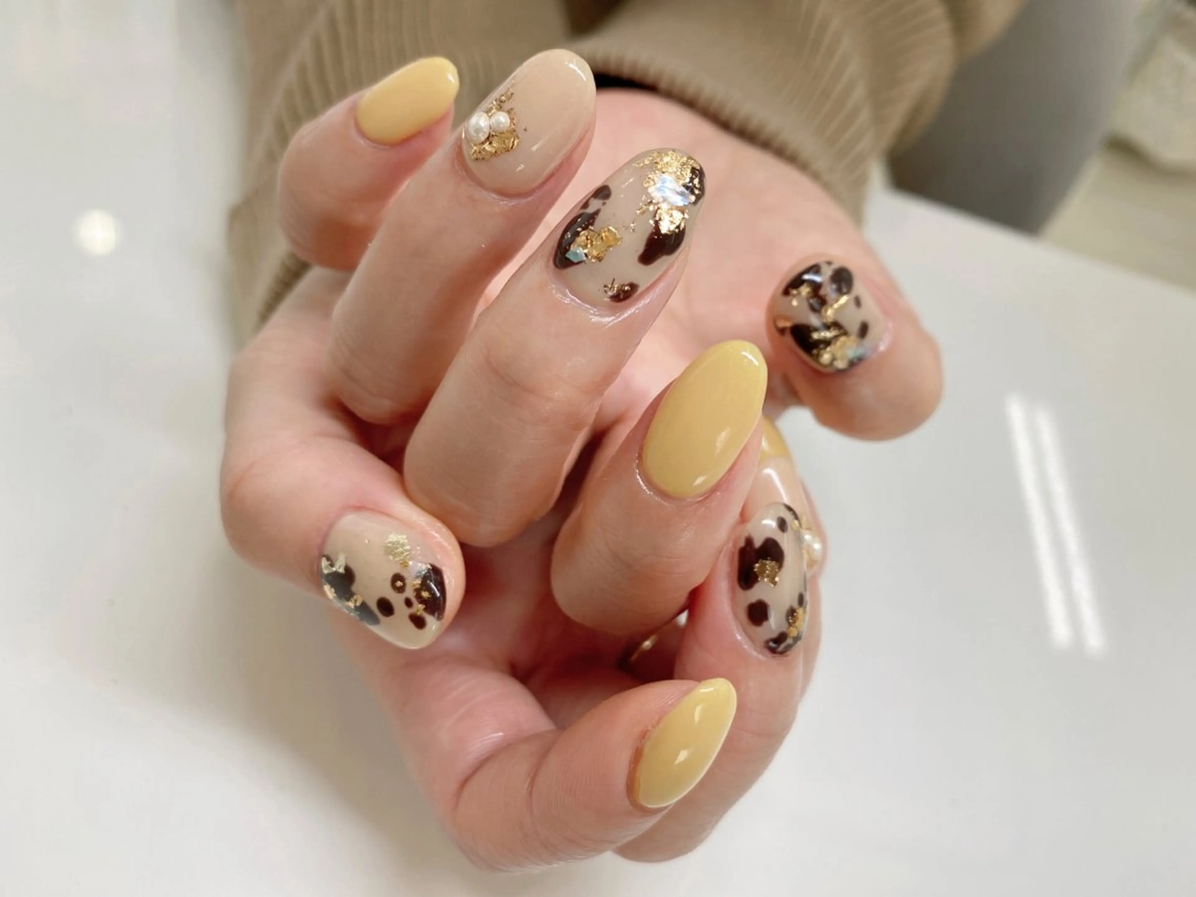 ネイル 長さ出し ジェルネイル キラキラネイル 大理石ネイル(マーブル) ニュアンスネイル Morpho nailのネイルデザイン
