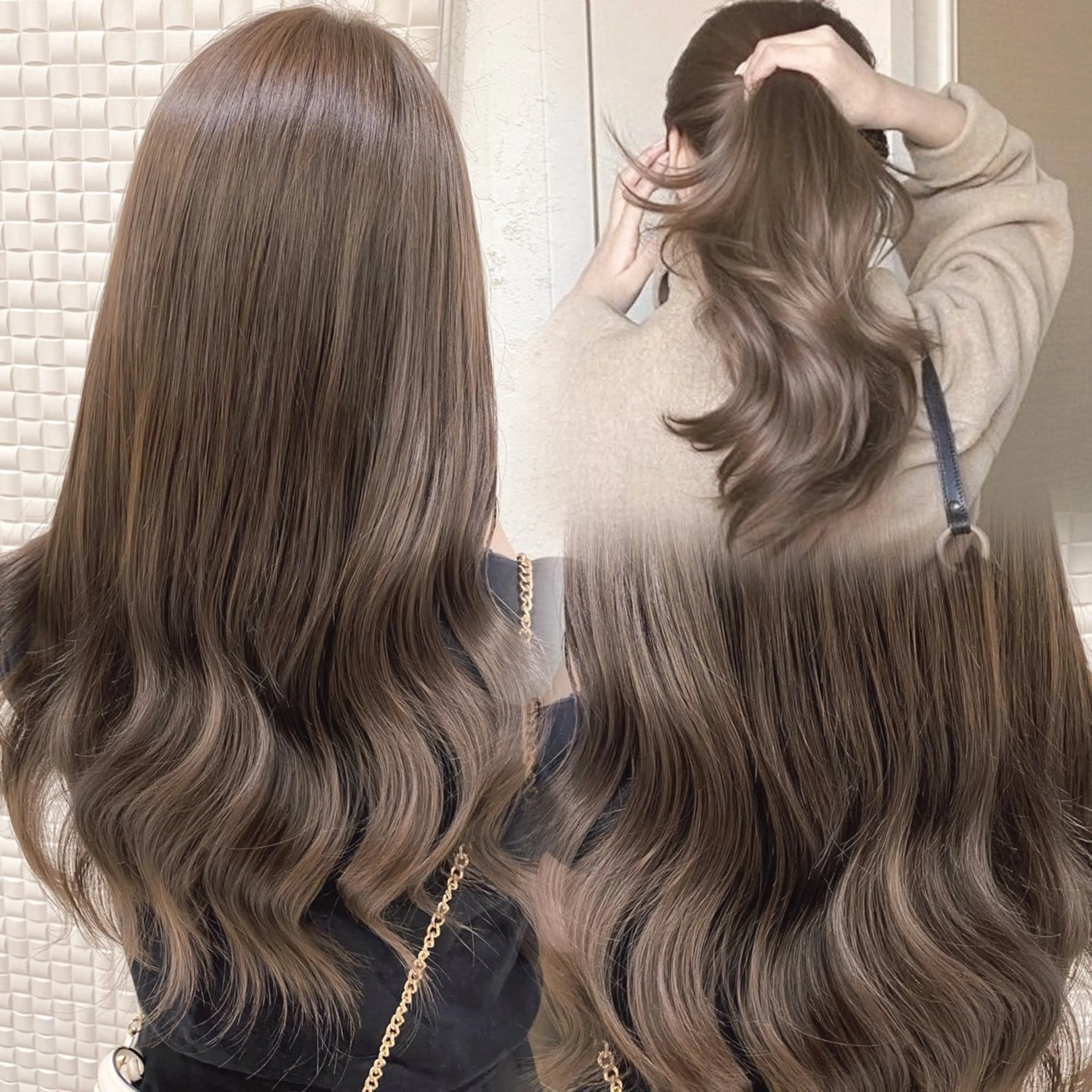 セミロング カラー ヘアアレンジ ベージュカラー ブリーチ ブラウンカラー 透明感カラー ダブルカラー 赤み消し🫧韓国ヘア 🫧藤岡誠也のヘアスタイル