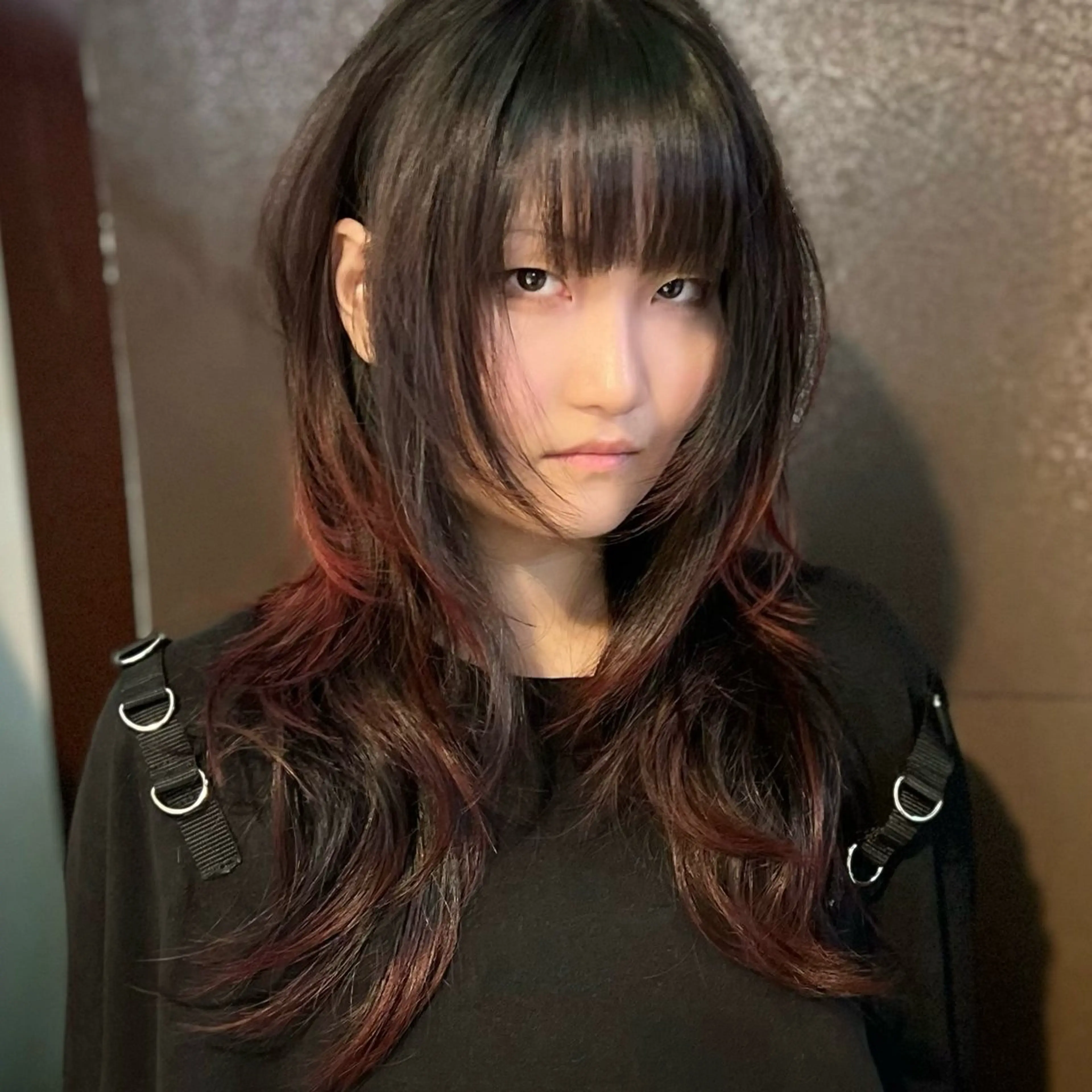 セミロング カラー レッドカラー ハッシュカット ハッシュ・ウルフ🐺 小顔レイヤー松山直史のヘアスタイル