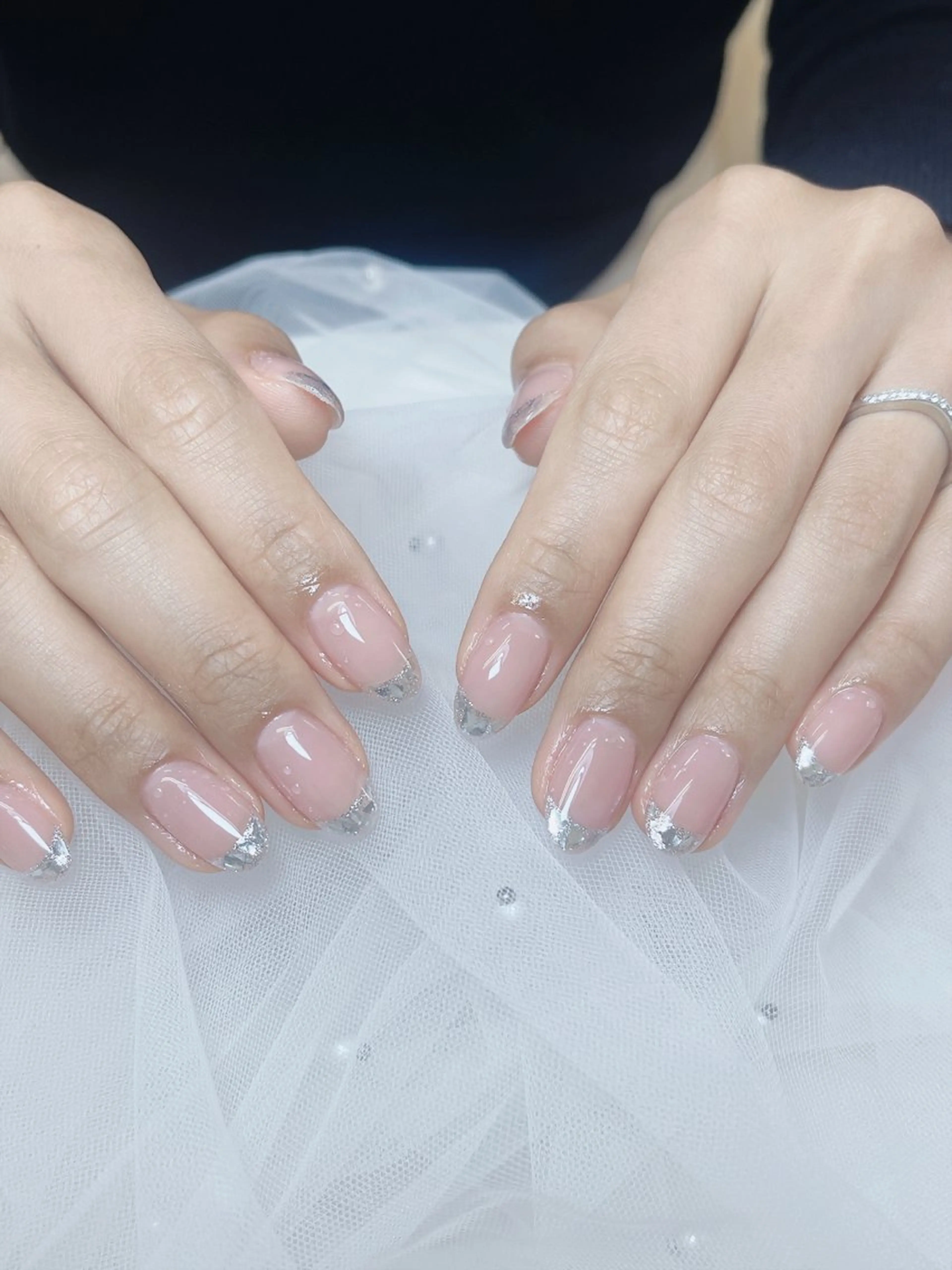 ネイル チークネイル 成人式 フレンチネイル グラデーション 氷ネイル・うるうるネイル ハンドネイル DUO   MI nail salonのネイルデザイン