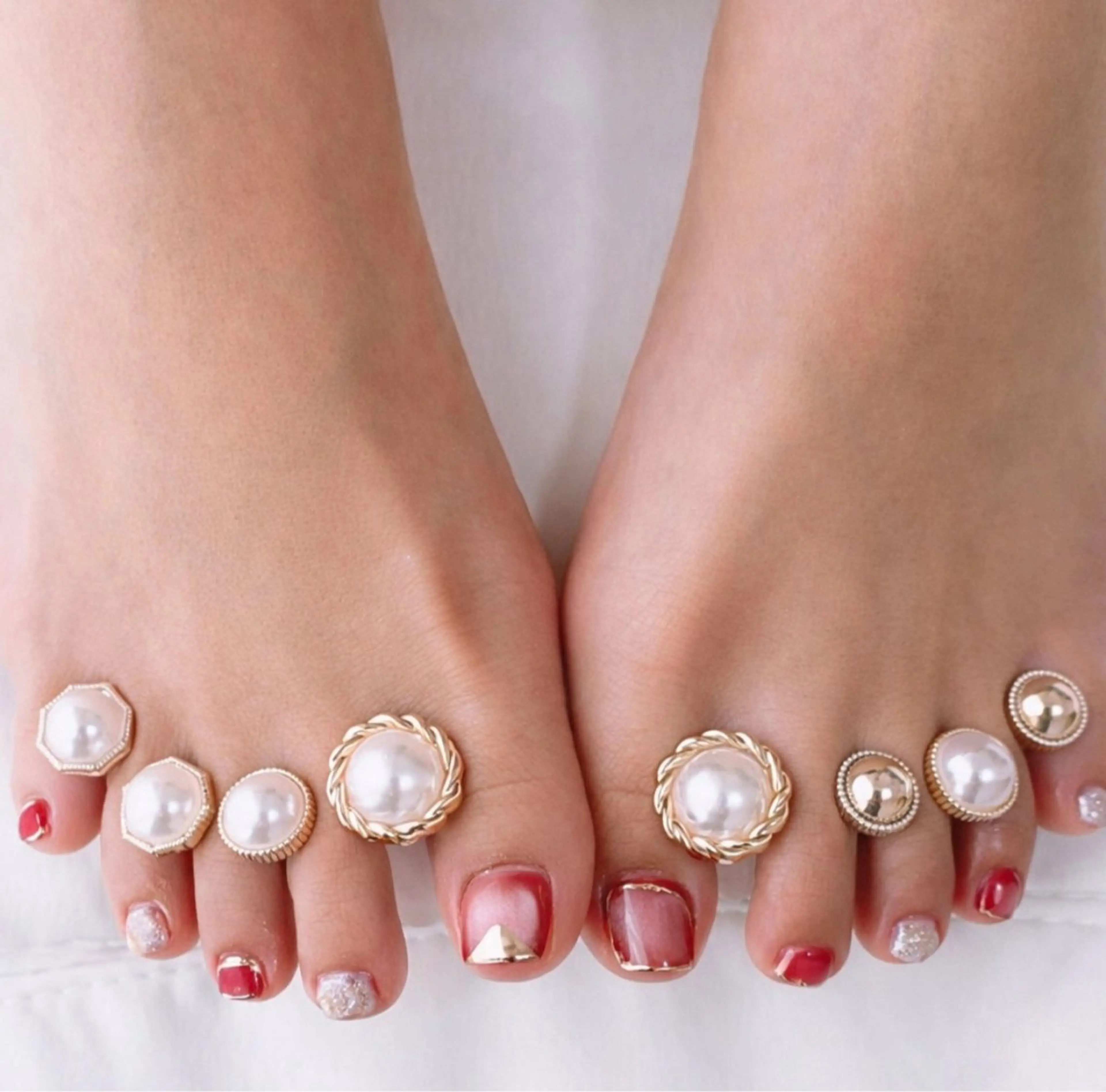 ネイル アートネイル フットネイル 赤色 フットネイル Kii nailのネイルデザイン