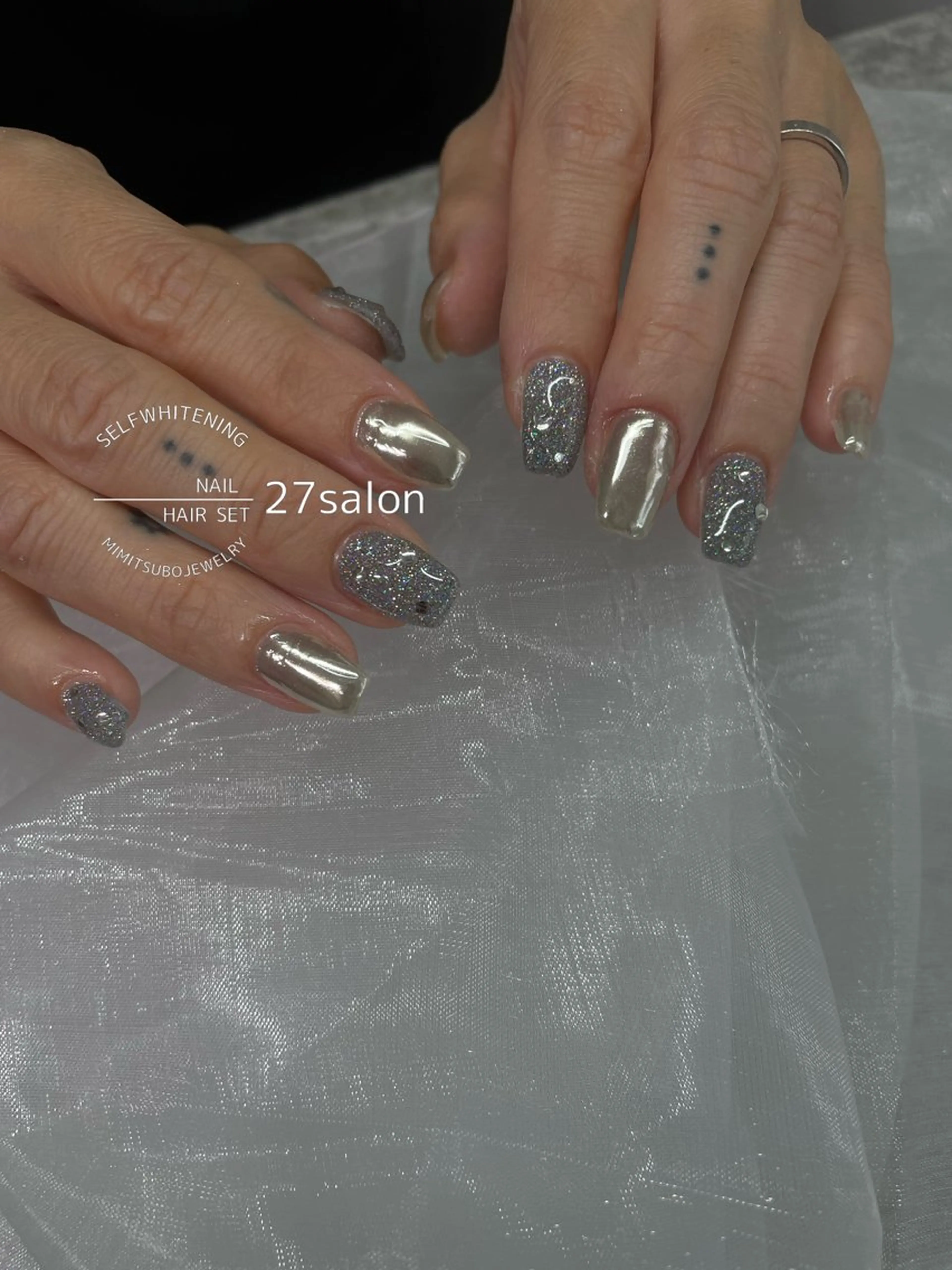 ネイル フラッシュネイル ミラーネイル ハンドネイル 27salon yuinaのネイルデザイン