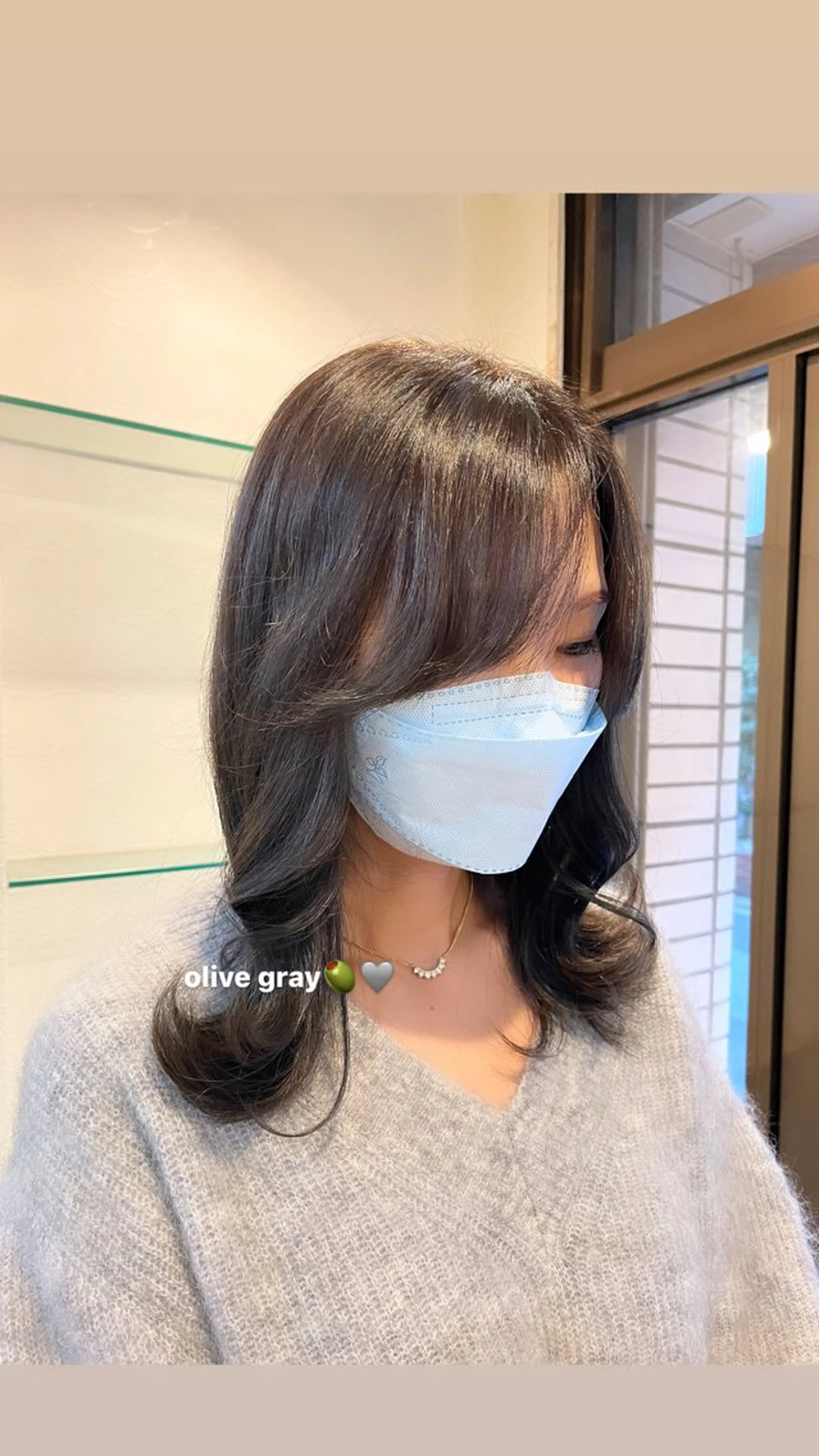 セミロング カラー 顔周りカット/ 似合わせ/momo/のヘアスタイル