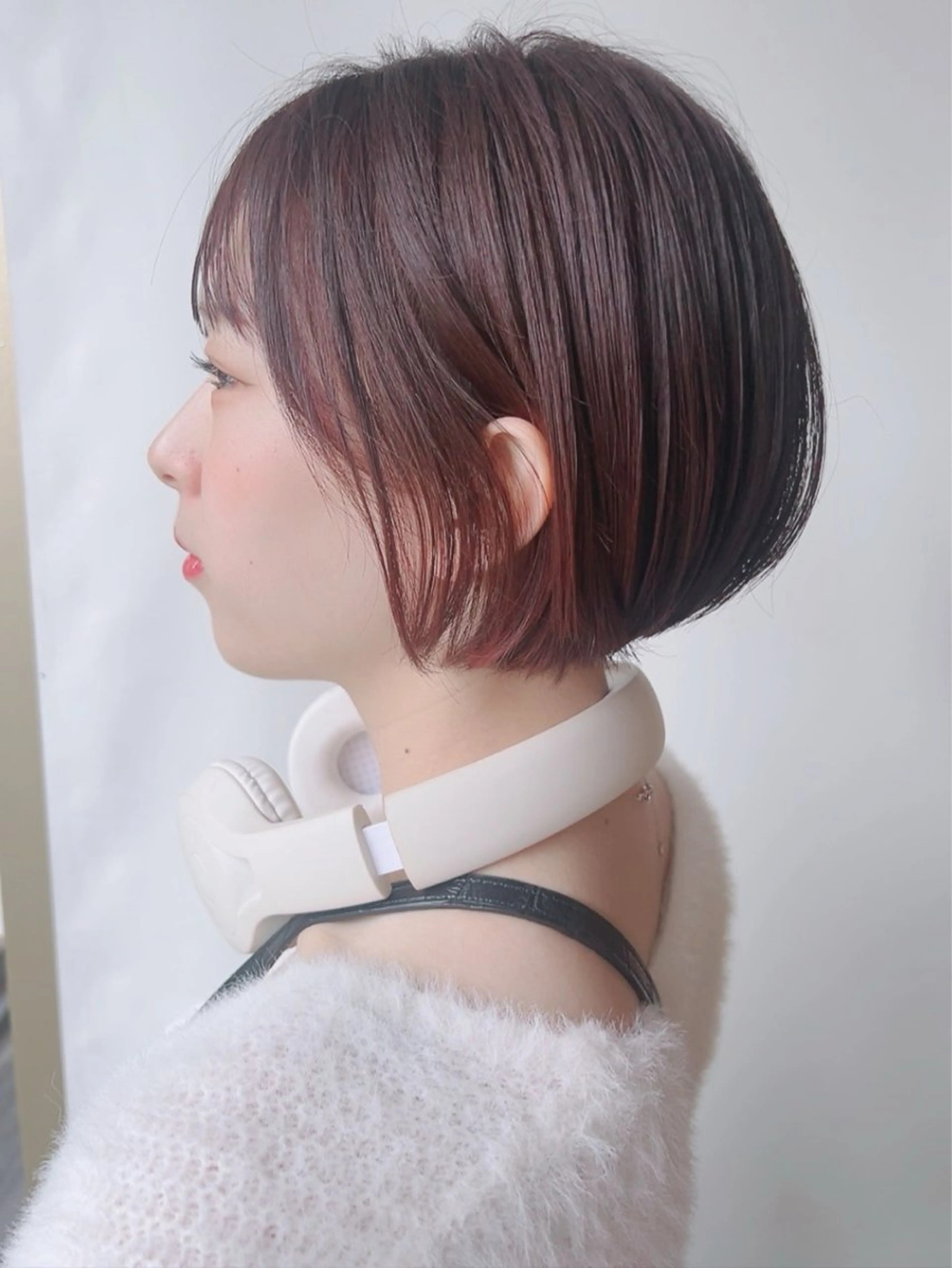 ショート 丸みショート ショートヘア 松岡彩華 ボブ /グレージュのヘアスタイル