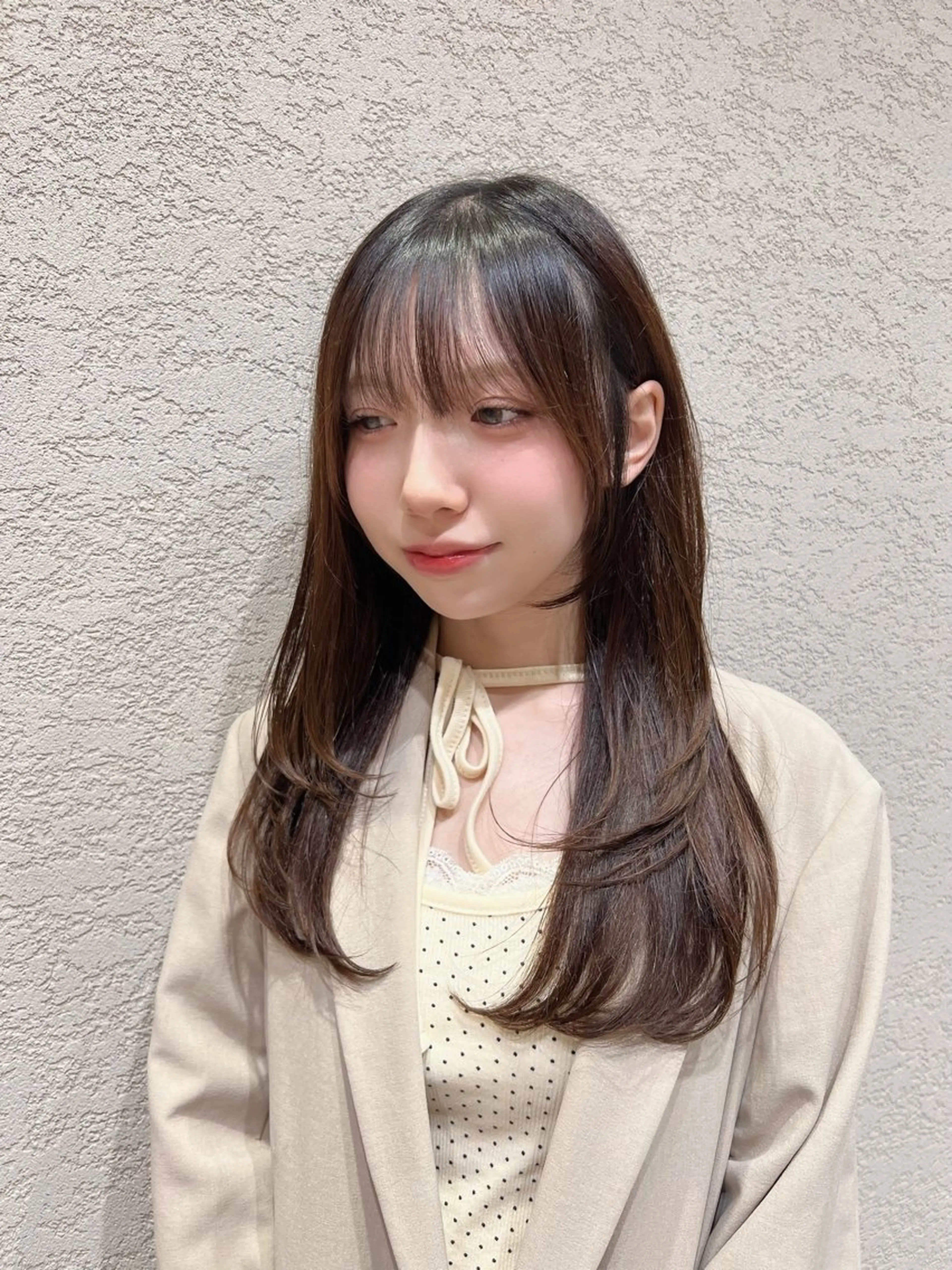 セミロング カラー カット ヘアカラー トリートメント 興津/韓国レイヤー ダブルカラー美髪縮毛のヘアスタイル