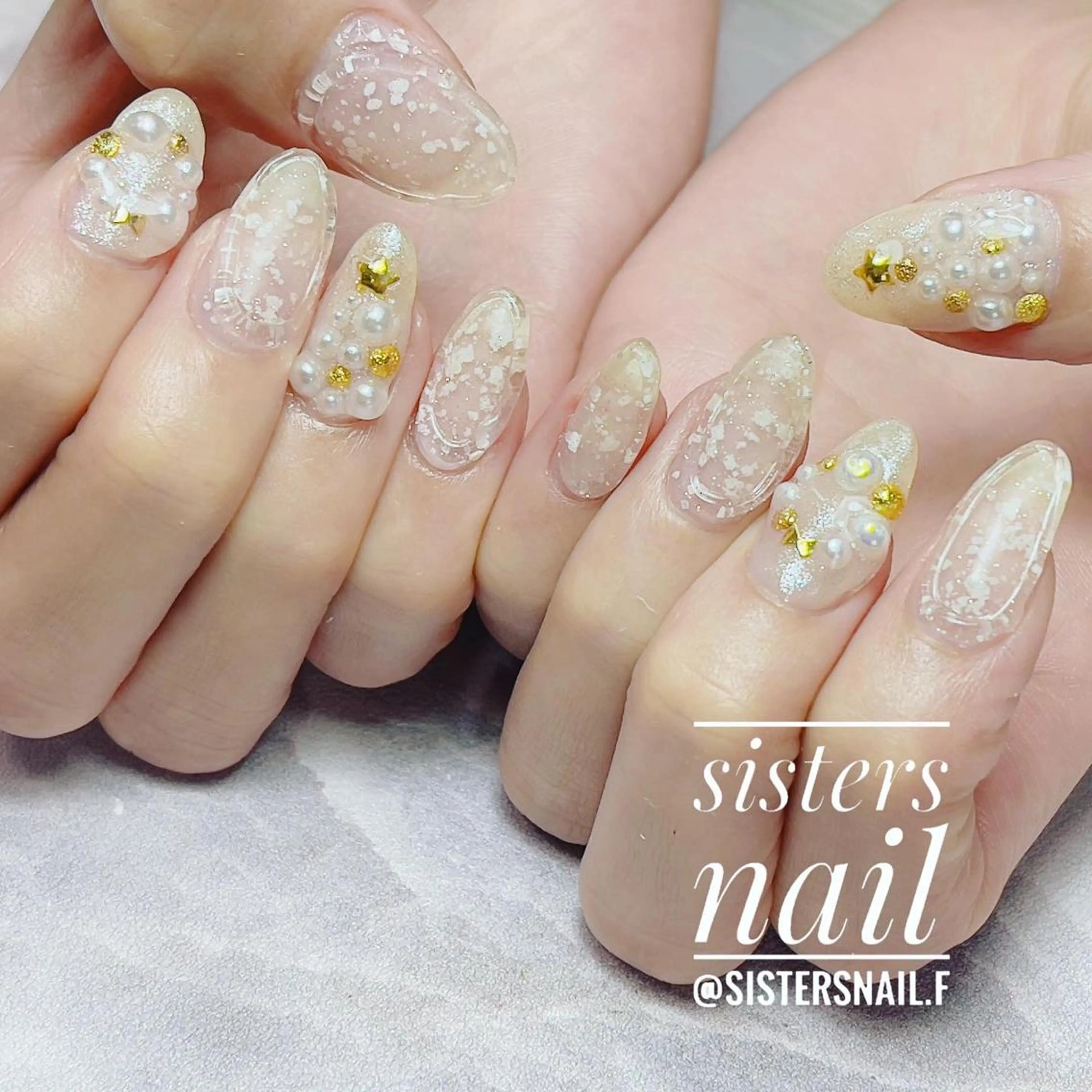 ネイル アートネイル クリアネイル キラキラネイル マットネイル ブライダルネイル sisters nail.fのネイルデザイン