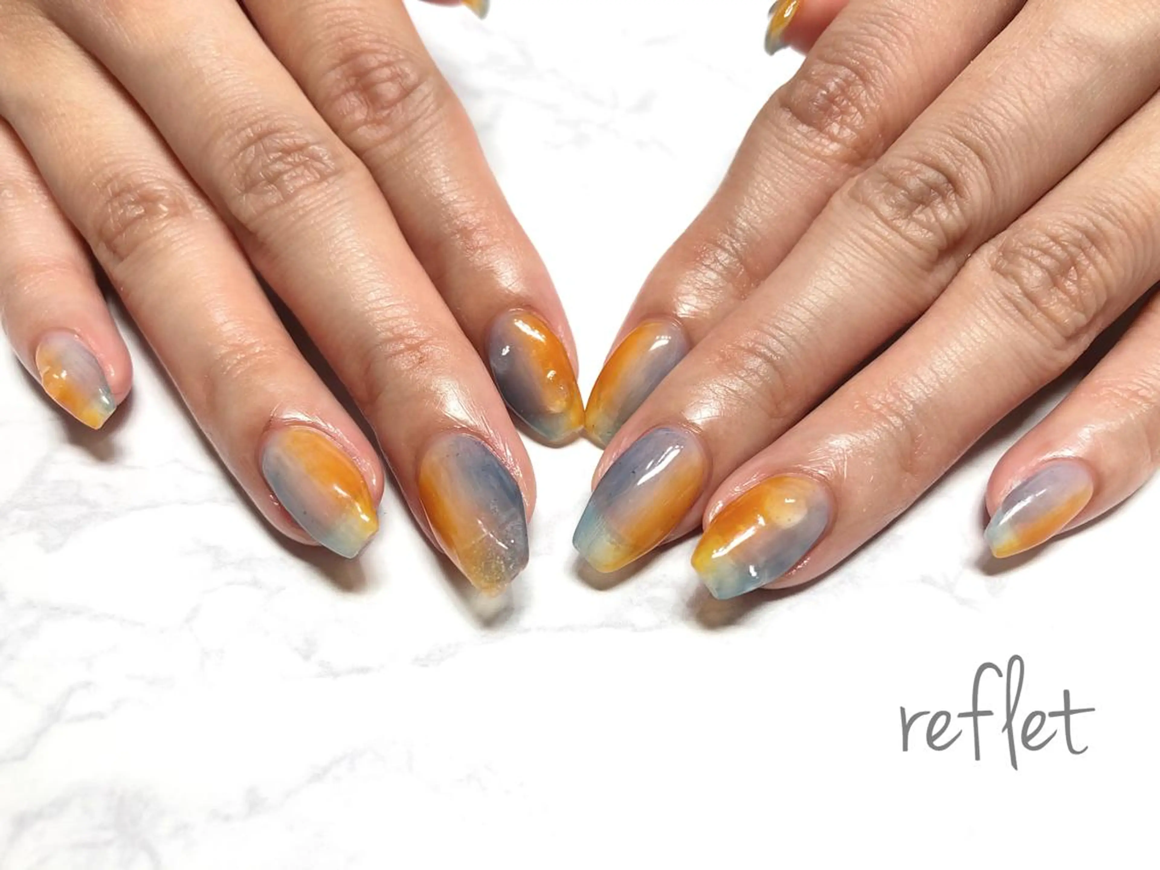 ネイル 持ち込み ニュアンスネイル ハンドネイル reflet nailのネイルデザイン