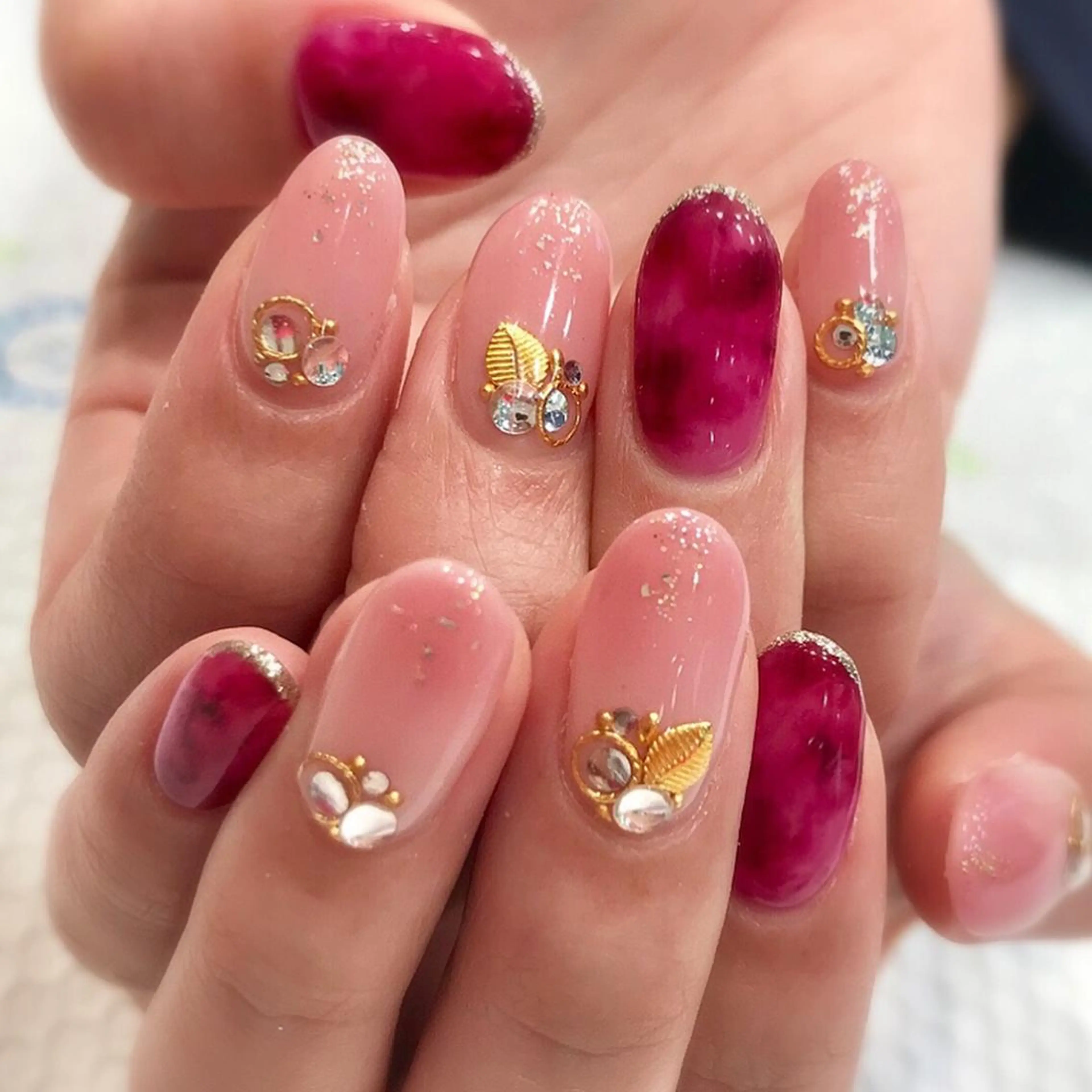 ネイル べっ甲ネイル 赤色 Ash関内ネイリスト 荒木のネイルデザイン