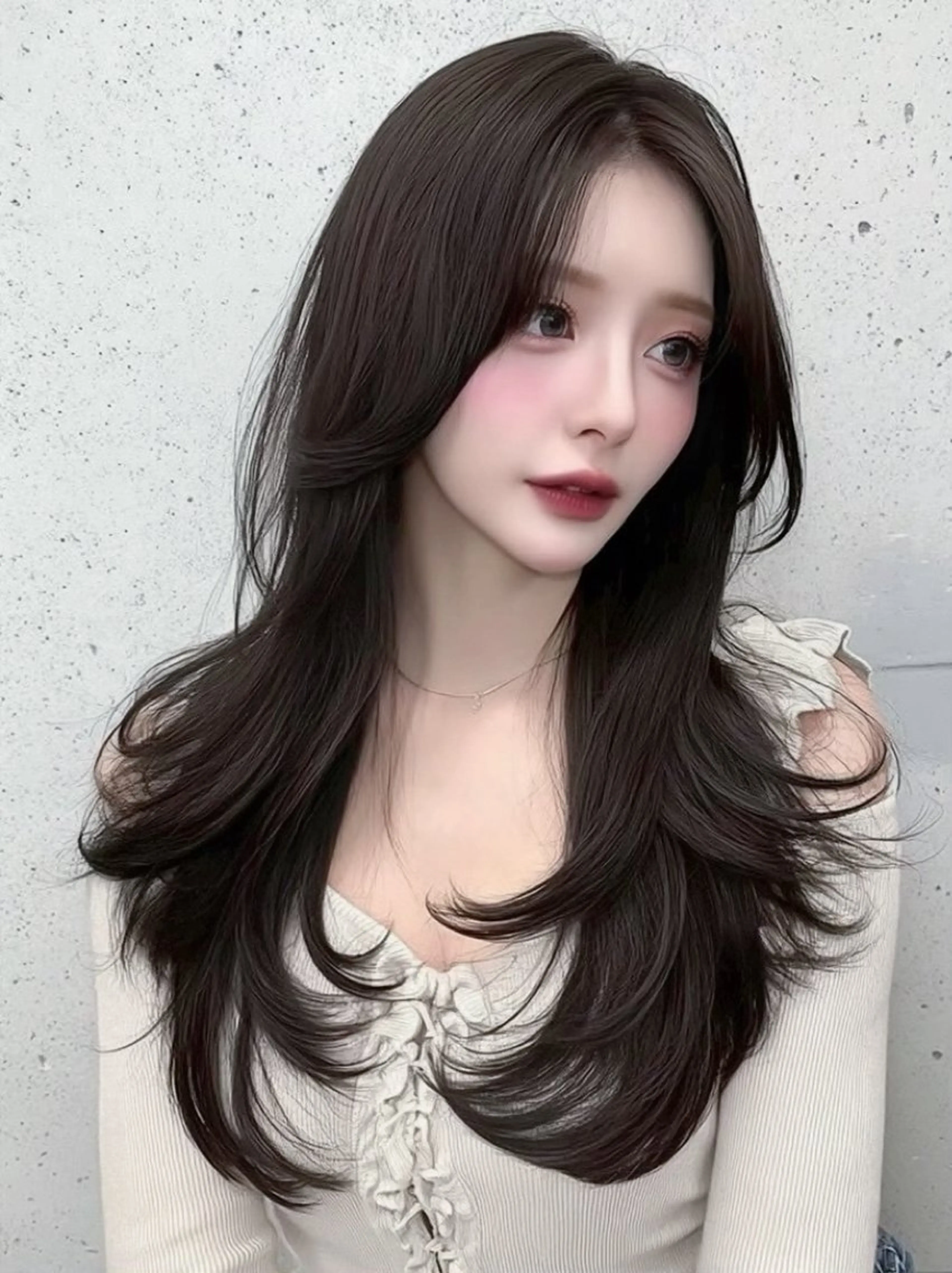 ロング くびれヘア 髪質改善 韓国風ヘア くびれレイヤー レイヤーカット カット ヘアカラー トリートメント MAO🖤レイヤー ／髪質改善カラーのヘアスタイル