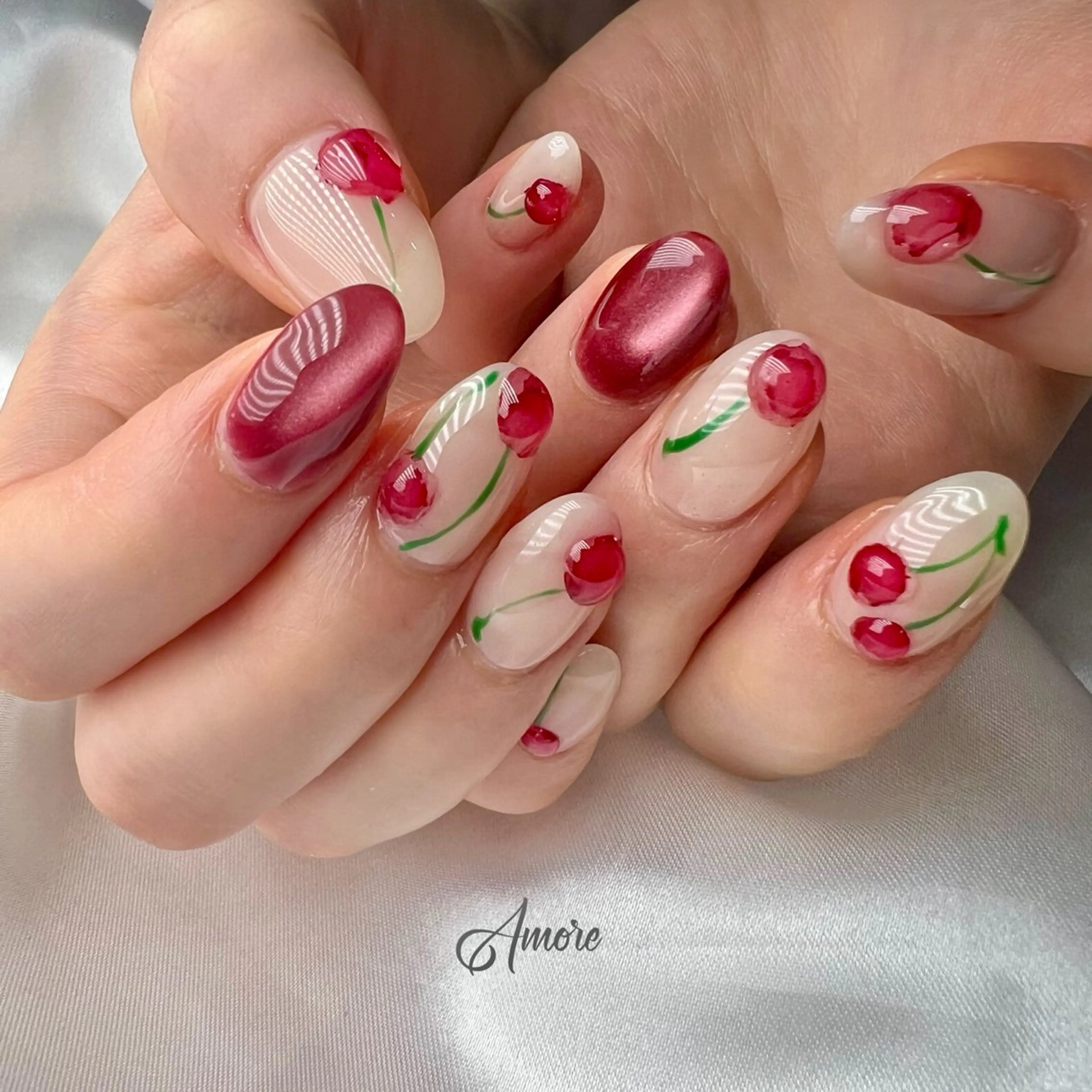 ネイル ジェルネイル キラキラネイル 韓国ネイル マグネットネイル パラジェル You kyehwaのネイルデザイン