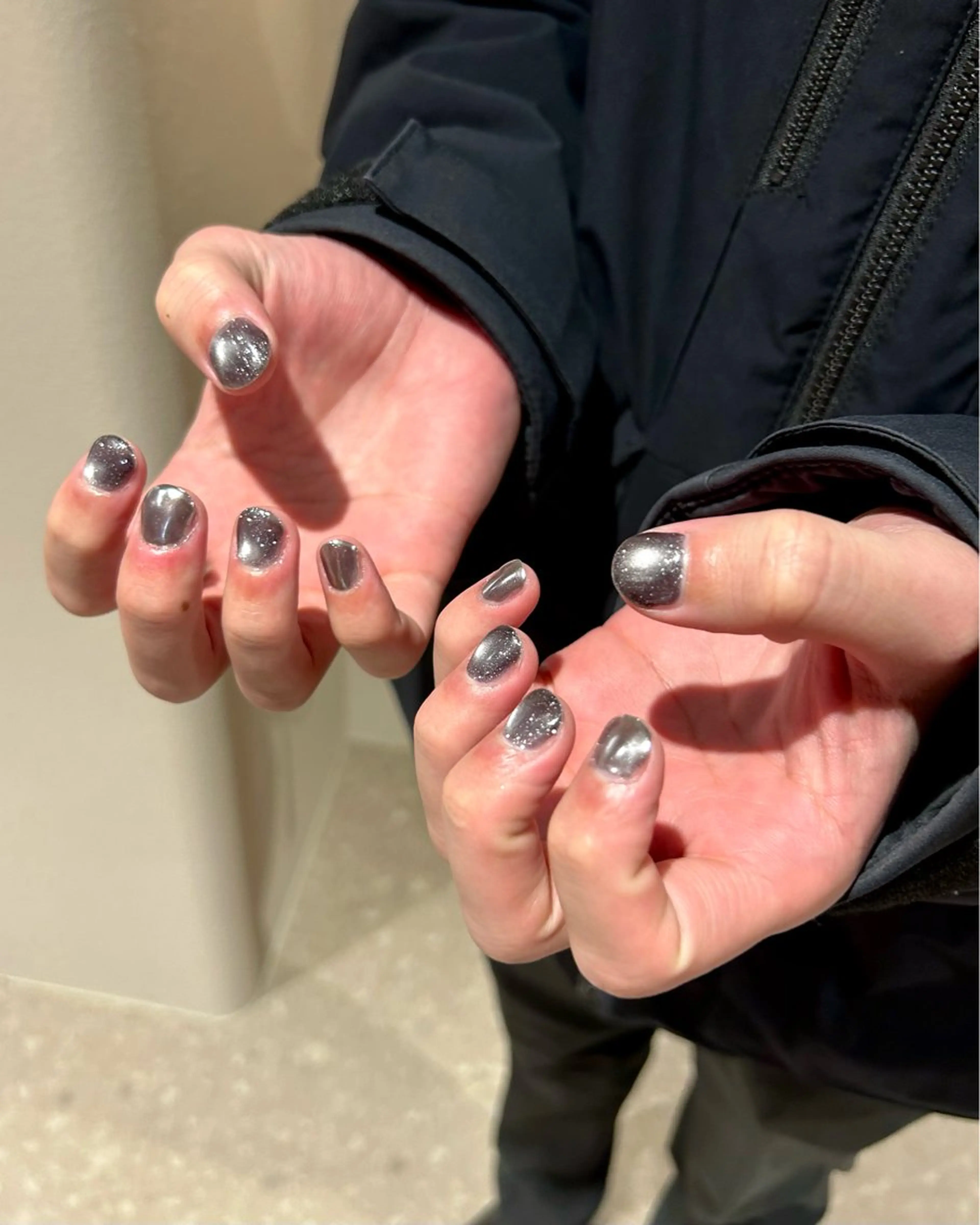 メンズ ネイル フラッシュネイル フラッシュマグ ミラーネイル Lueur 恵比寿 HARUKAのネイルデザイン