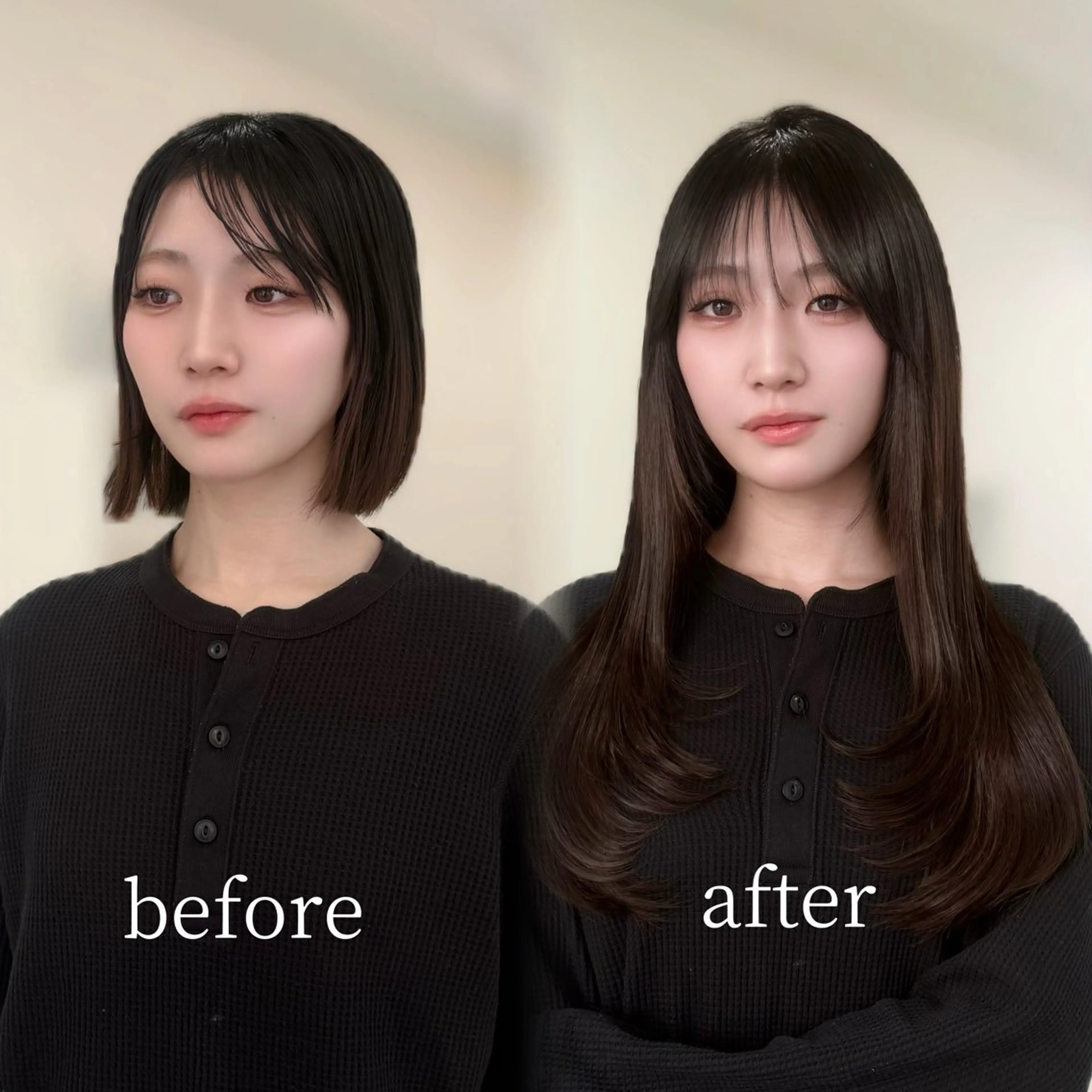 ロング カラー カット エクステ HINA🎀韓国ヘア エクステ/小顔カットのヘアスタイル