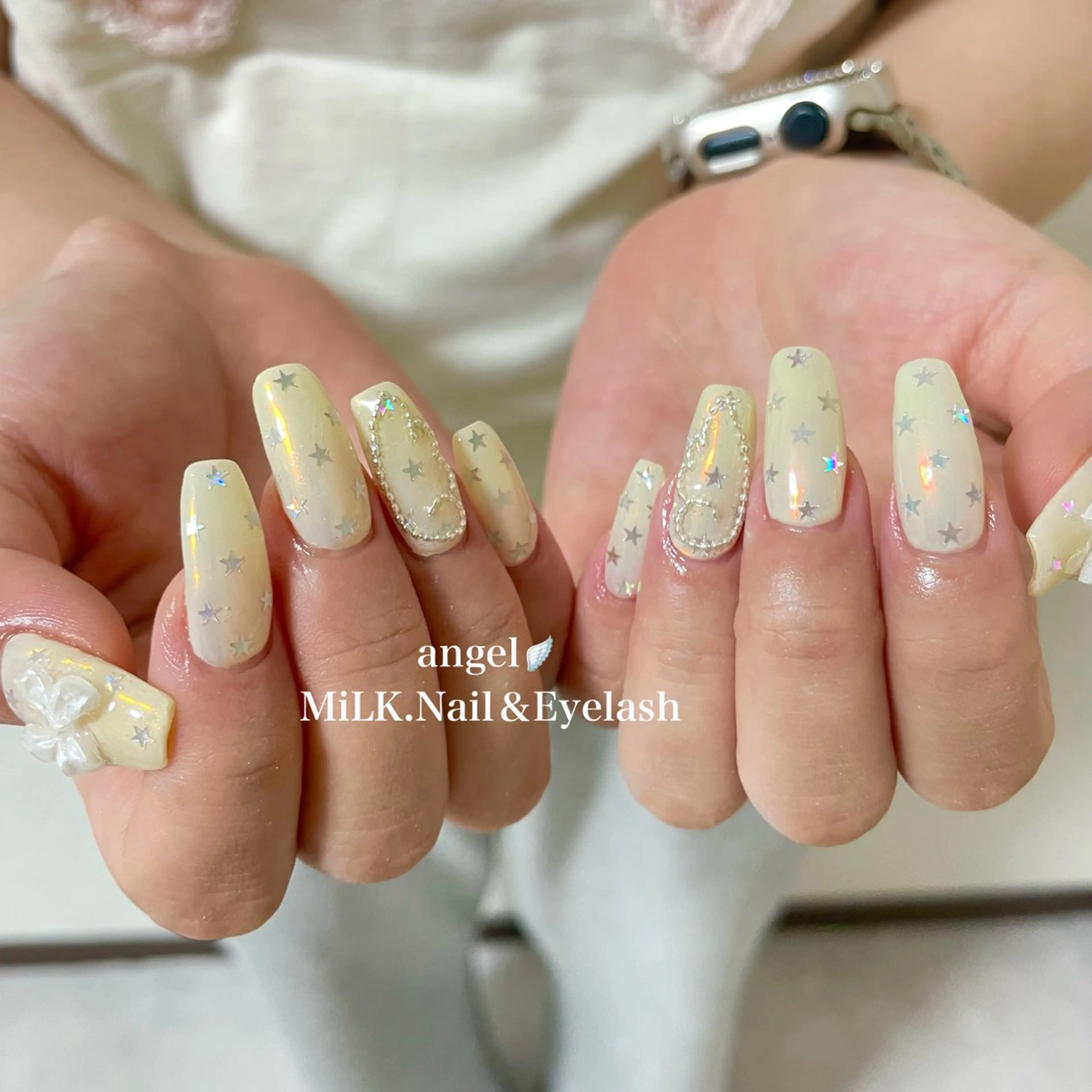 ネイル ゴールド ハンドネイル MiLK. wakaのマツエク・マツパデザイン