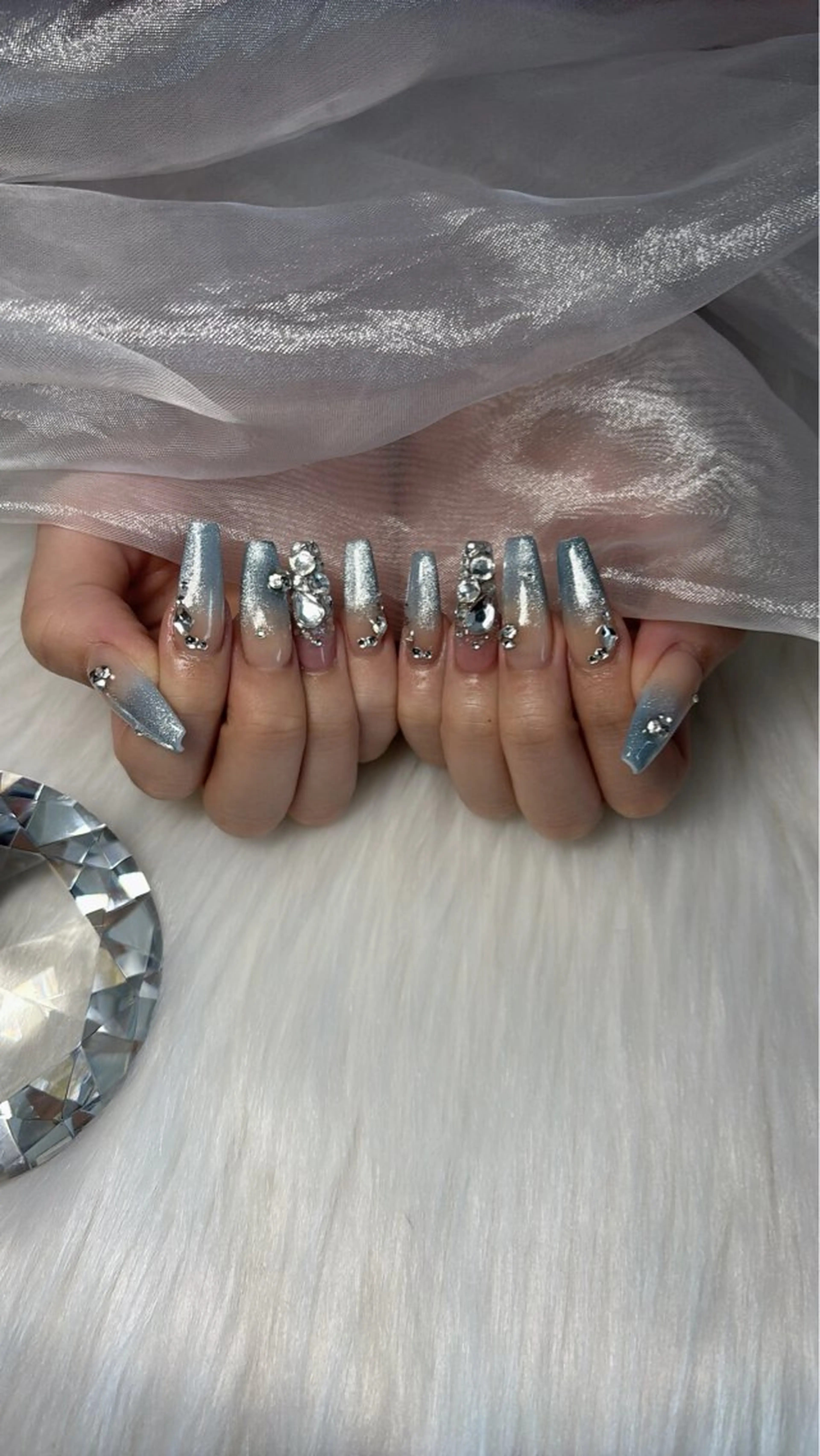 🩵オフ有り)Gel-Xチップ長さ出し　付け放題コース(マグネット,フラッシュ,パーツなんでも可)の写真