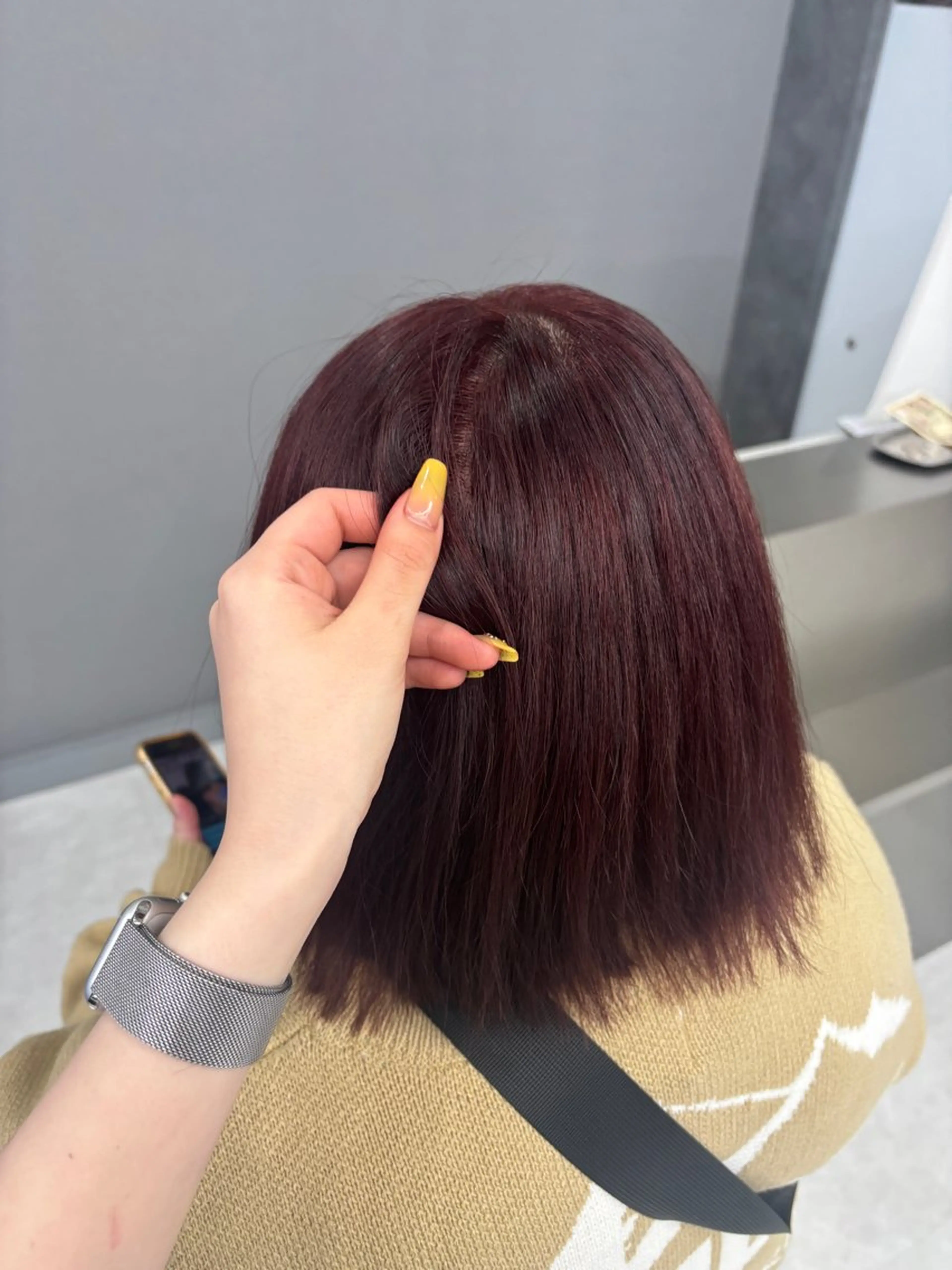 ミディアム カラー ヘアカラー トリートメント ヘアセット ハッシュカット/ ミルクティー/ みうのヘアスタイル