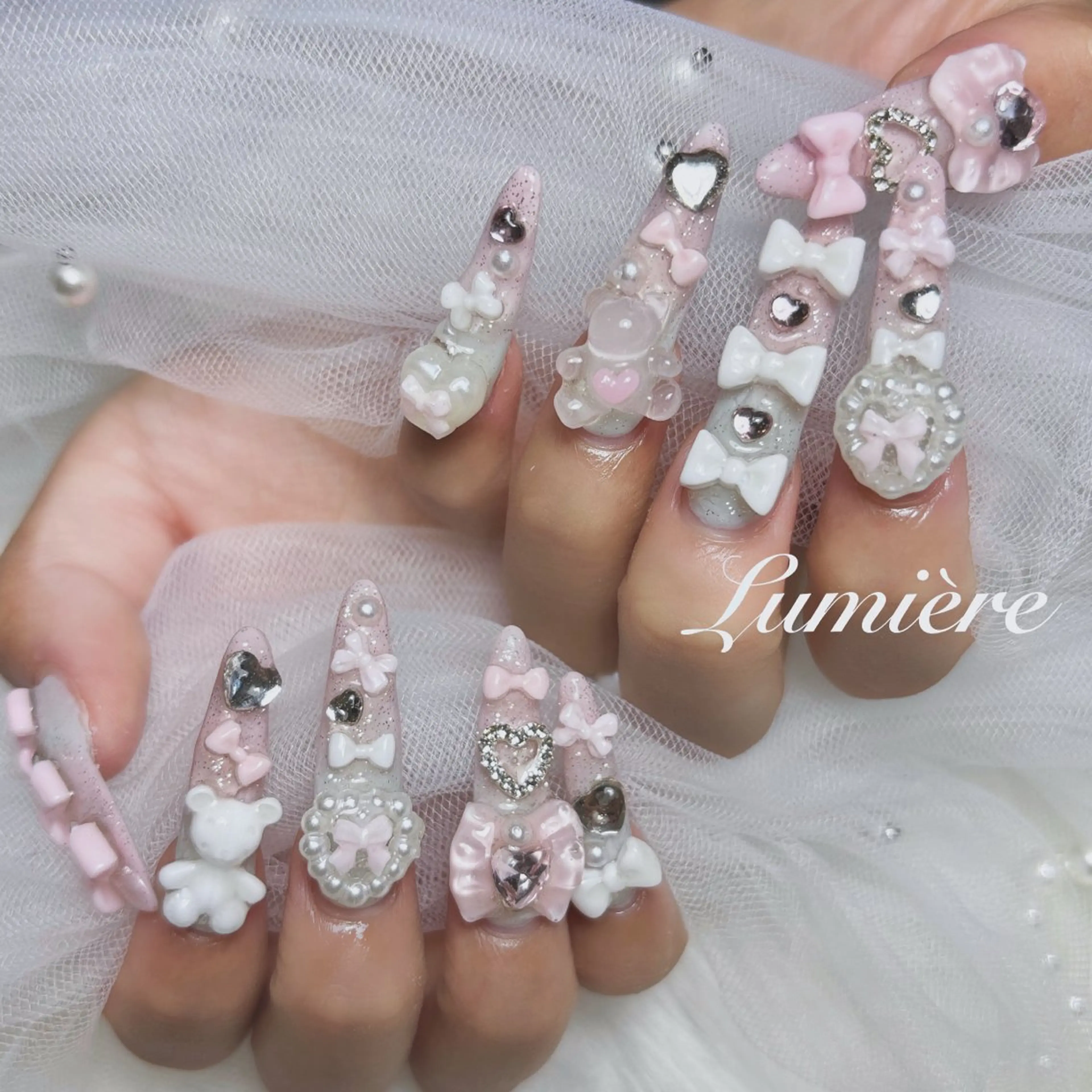 ネイル ロングネイル スーパーロングネイル ハンドネイル Lumière/ 超ロング/ワンホンのネイルデザイン