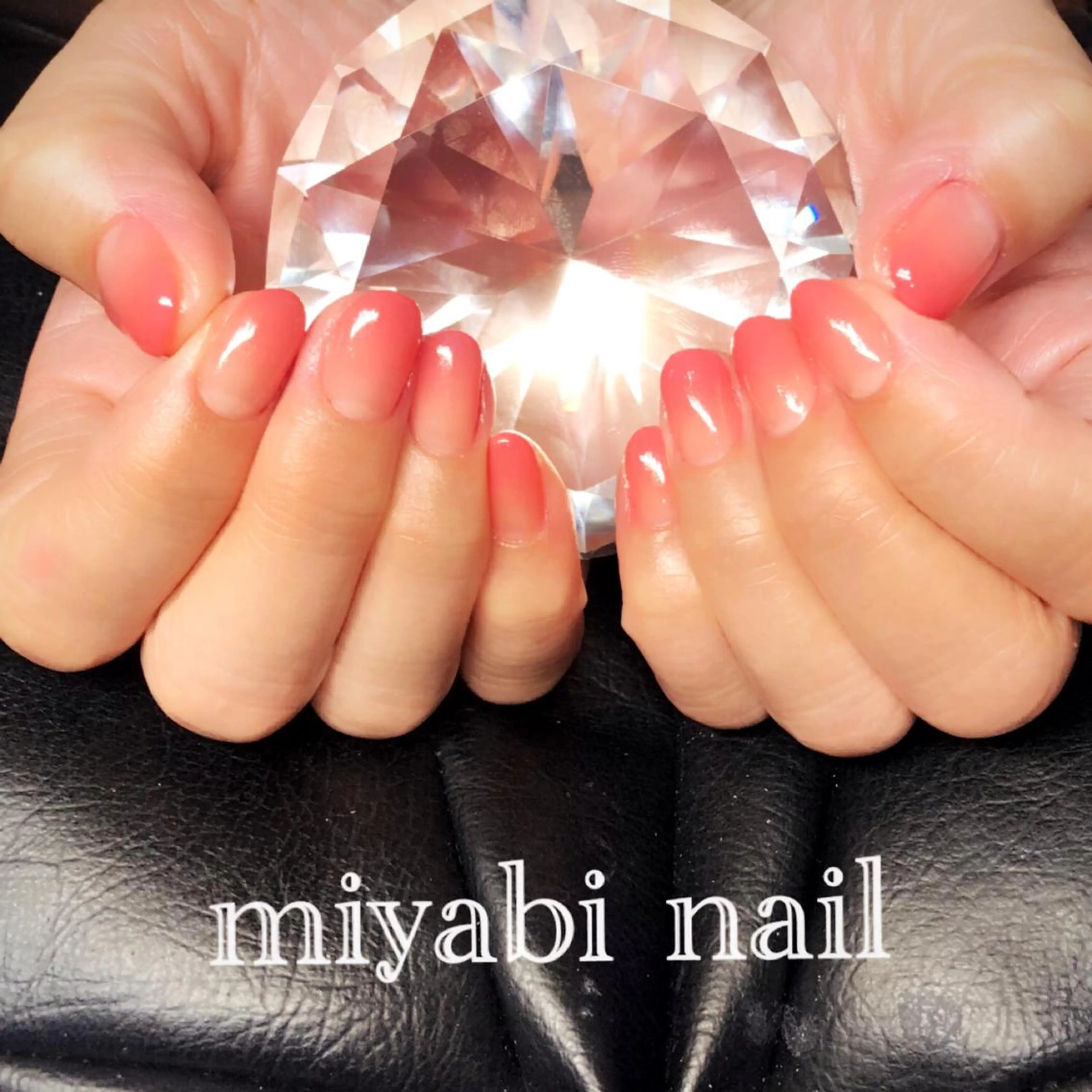 ネイル ジェルネイル グラデーション ピンク ショートネイル ハンドネイル miyabi nail 桂川駅近くのネイルデザイン