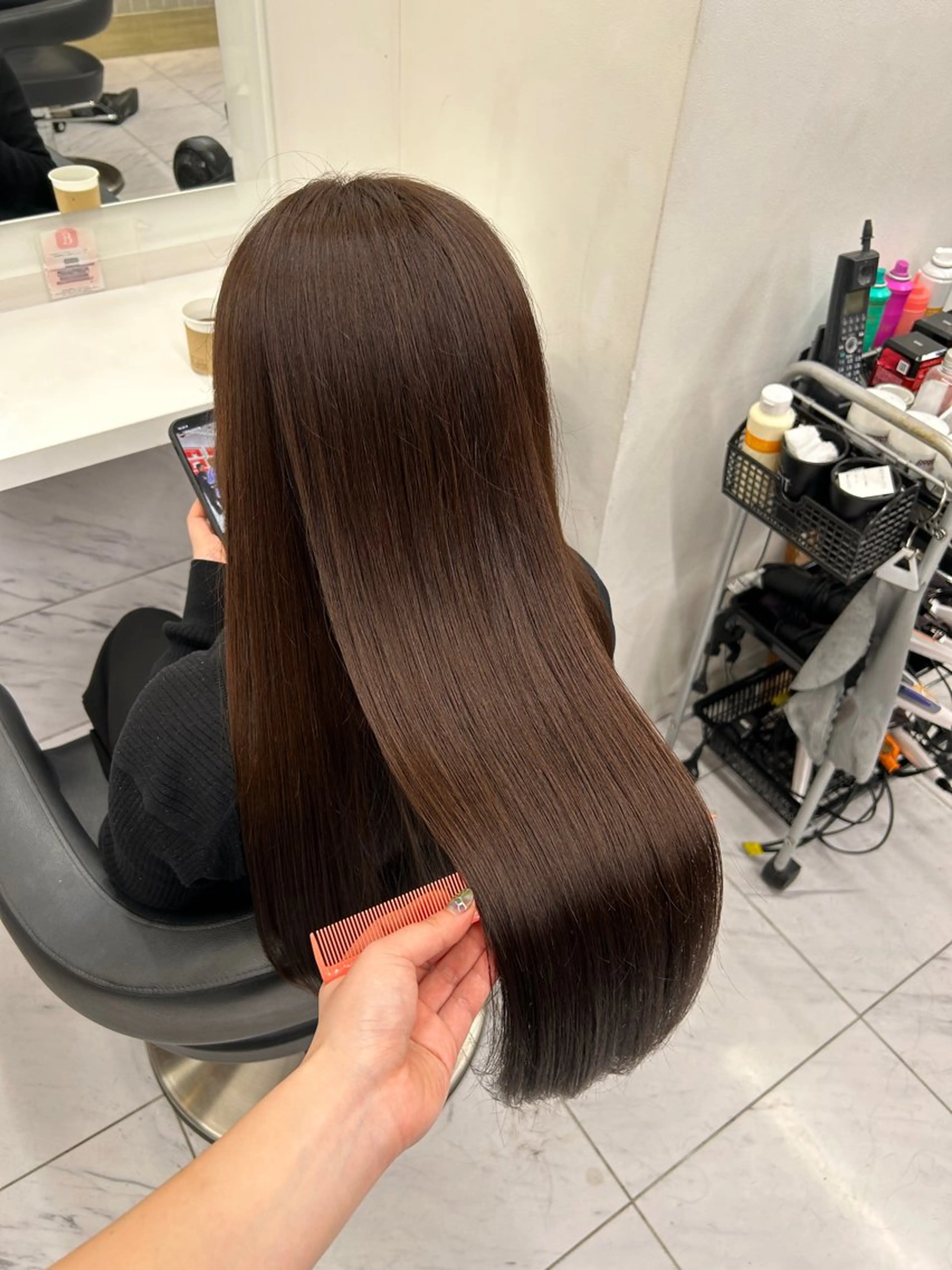 ロング カラー カット ヘアカラー トリートメント ヘッドスパ ヘアセット 🥯縮毛/レイヤー/ ベージュヘア🥯のヘアスタイル