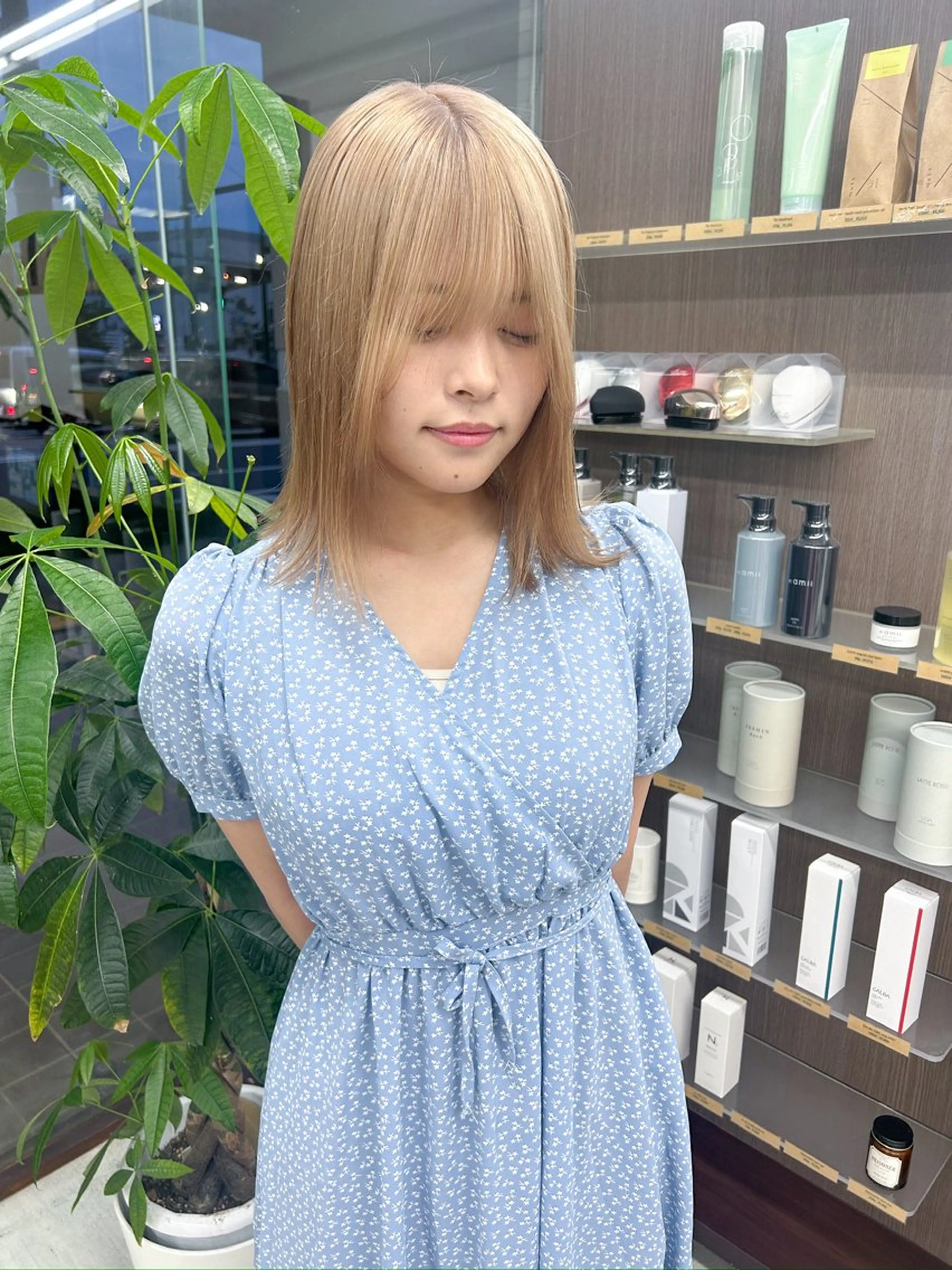 ミディアム カラー ベージュカラー ピンクカラー ピンクベージュ メンズパーマの達人 / タカシマダイスケのヘアスタイル