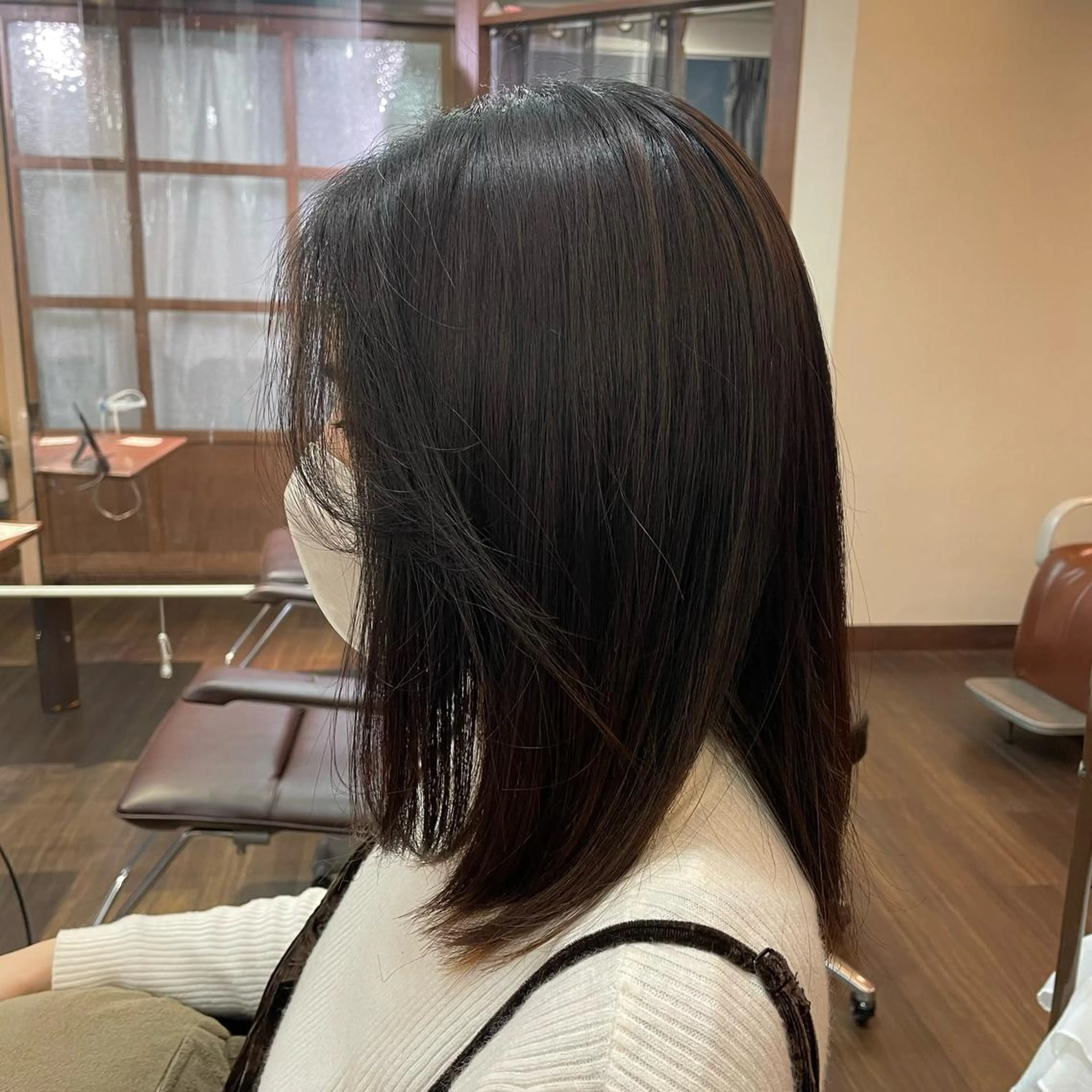 セミロング 顔周りカット カット 💜カラー/縮毛矯正 /NARUKA💜のヘアスタイル