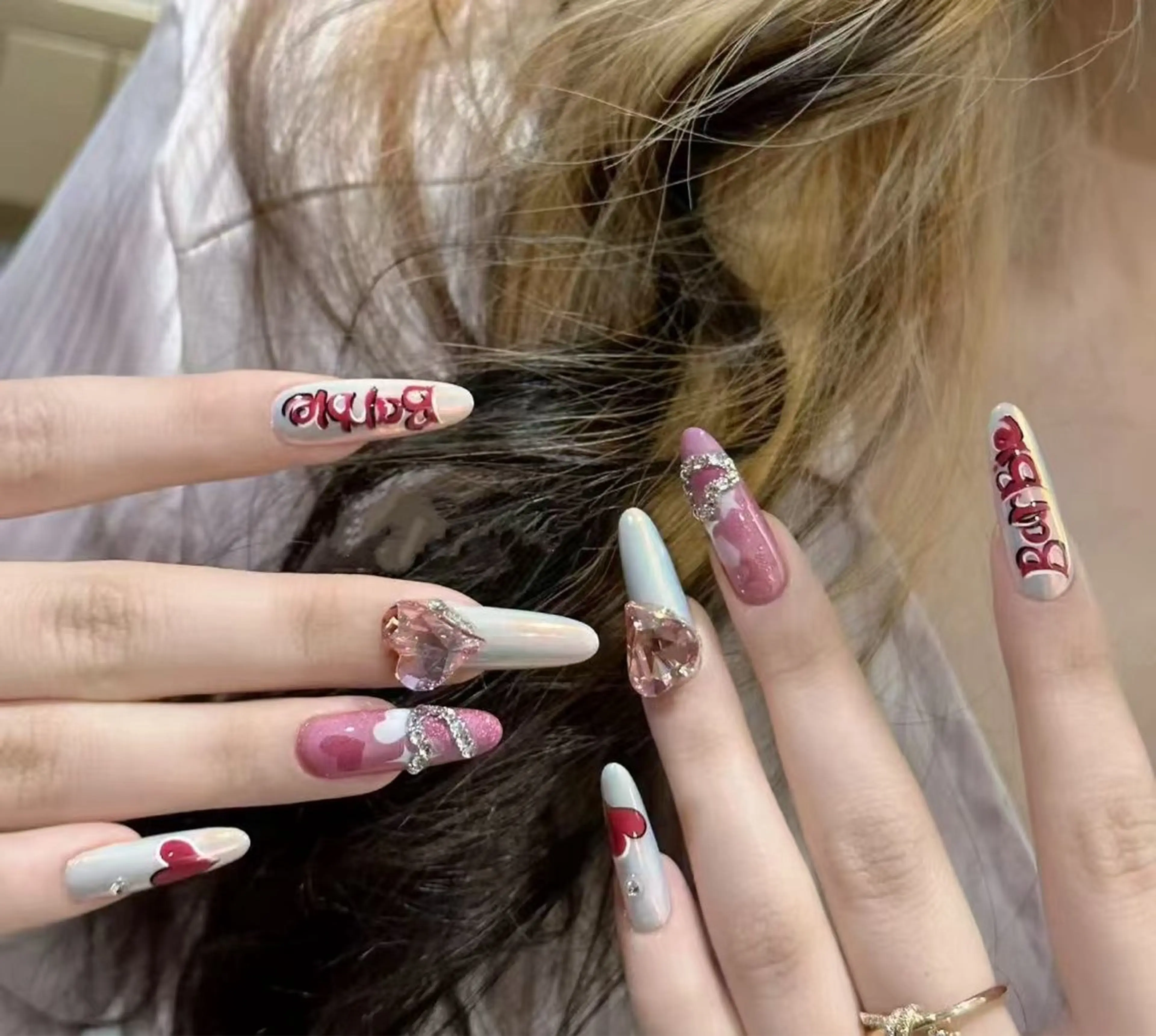 ネイル フラワーネイル フレンチネイル ジェルネイル ガラスフレンチ ハート ハンドネイル 相沢 さやかのネイルデザイン