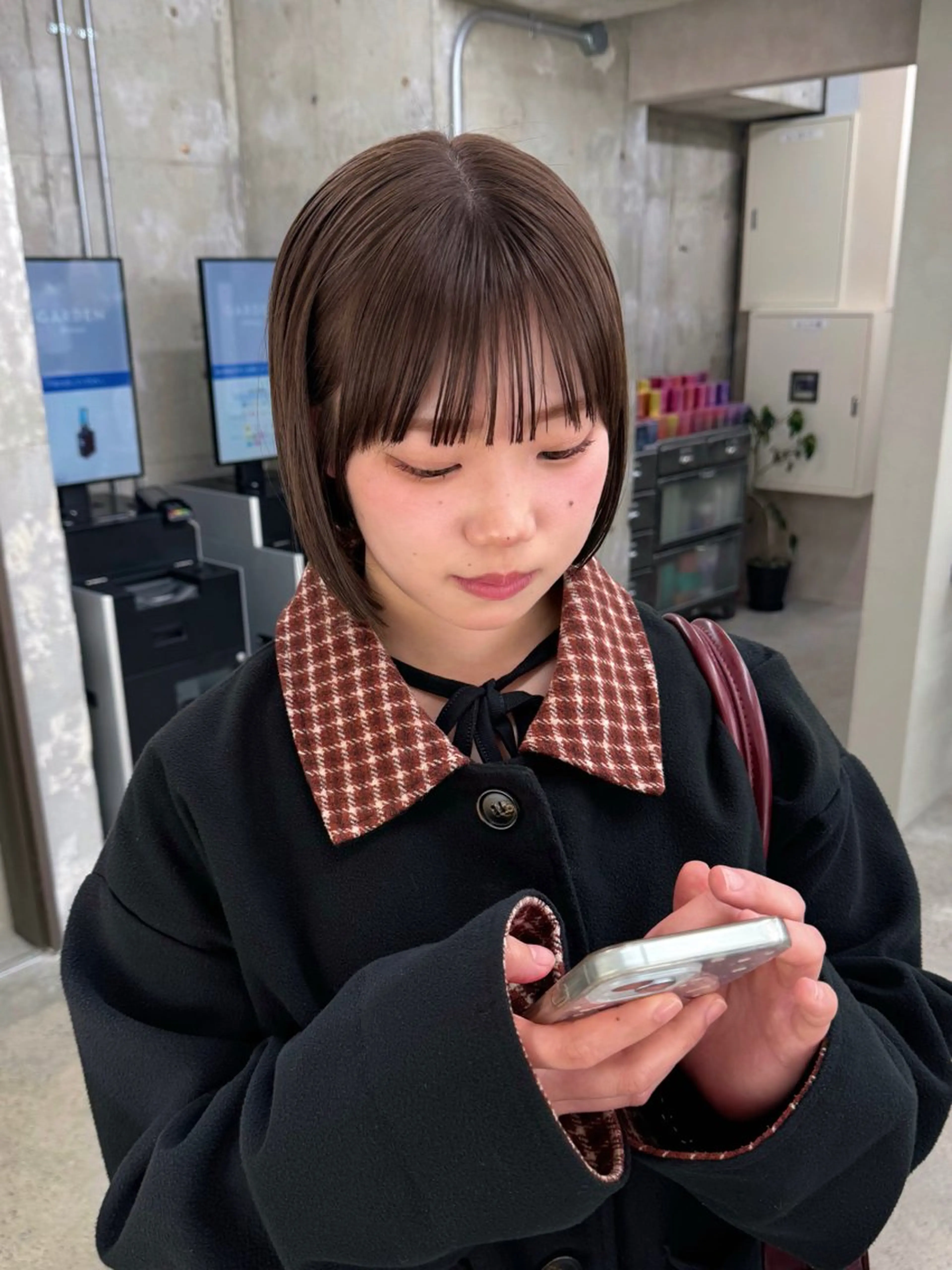 ショート カラー ボブ/レイヤー/ グレージュ/moyuのヘアスタイル