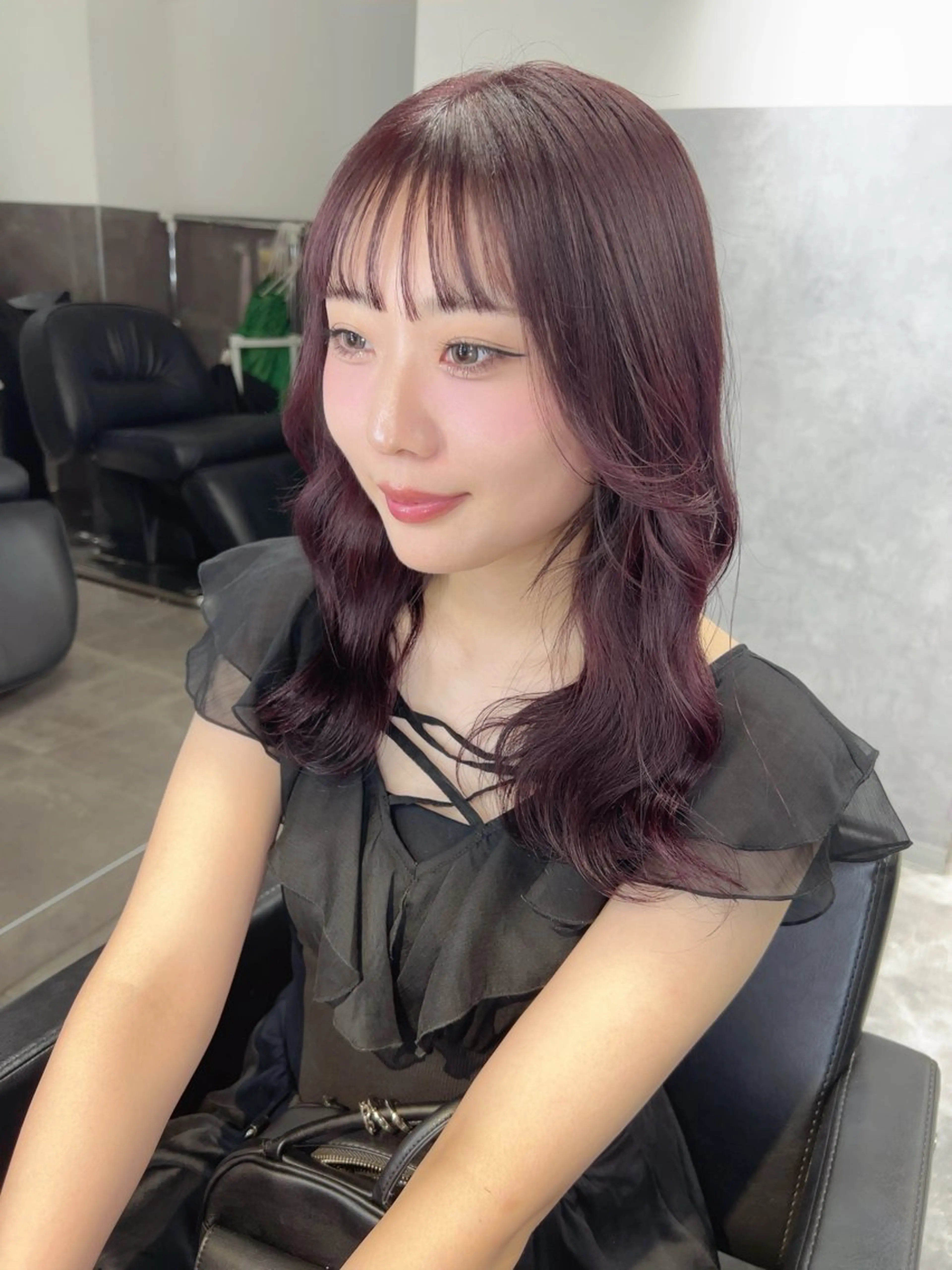 セミロング カラー ピンクカラー パープルカラー 透明感/レイヤー 🇰🇷tomonaのヘアスタイル