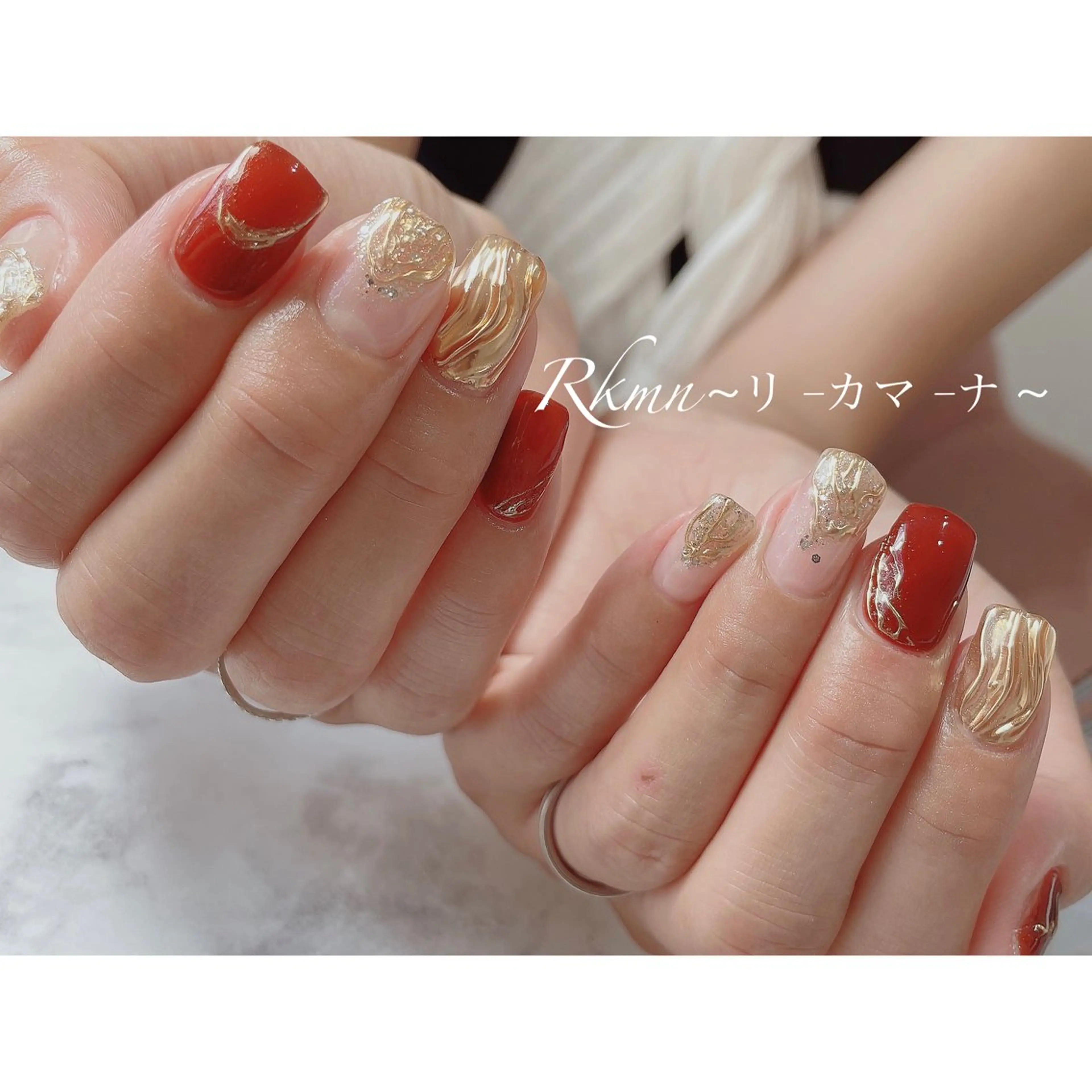 ネイル アートネイル ボルドー ミラーネイル 春ネイル ハンドネイル フットネイル ハンドケア Rkmn ~リ-カマ-ナ~のネイルデザイン