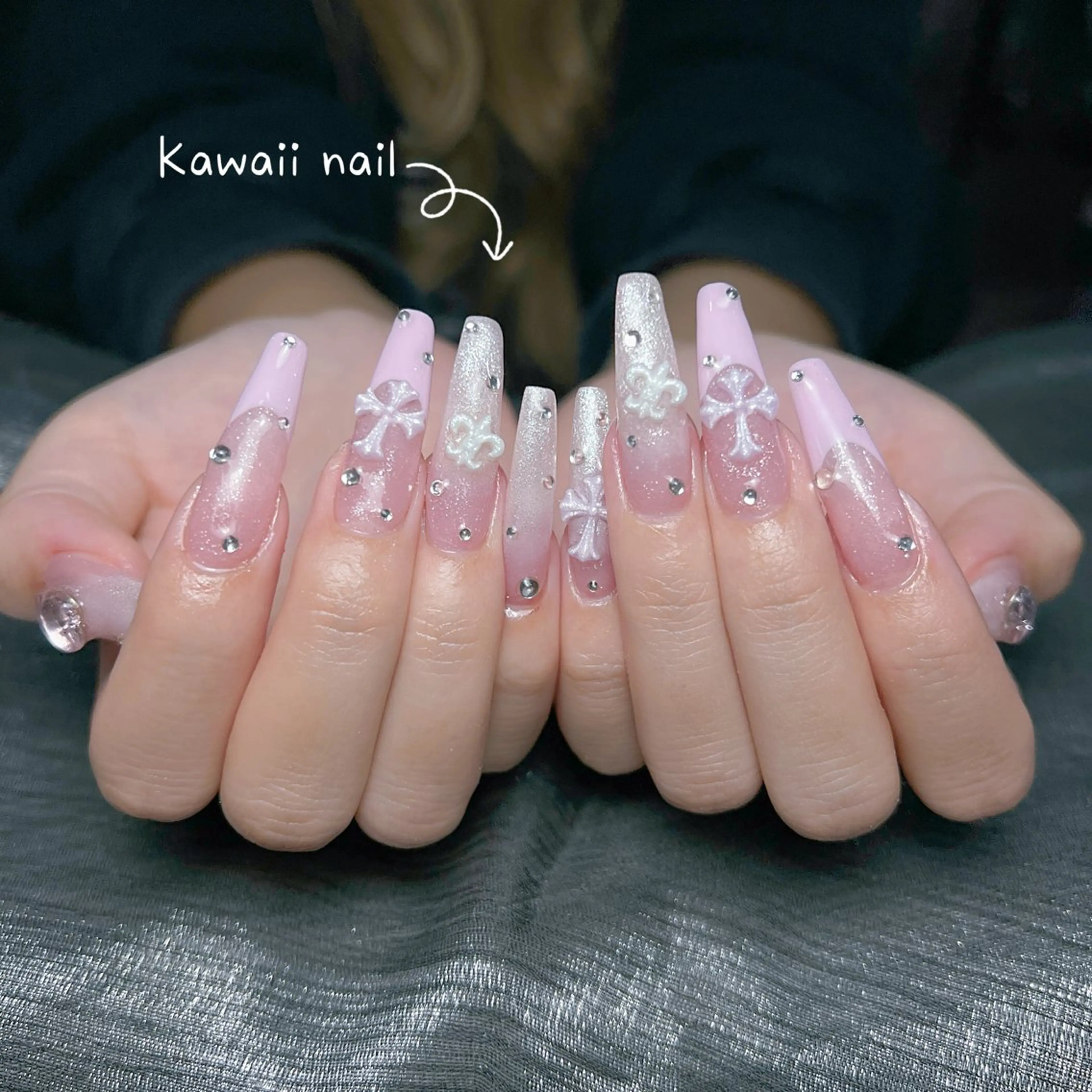 ネイル 長さ出し フレンチネイル ジェルネイル ガーリー 韓国ネイル Kawaii _Nailのネイルデザイン