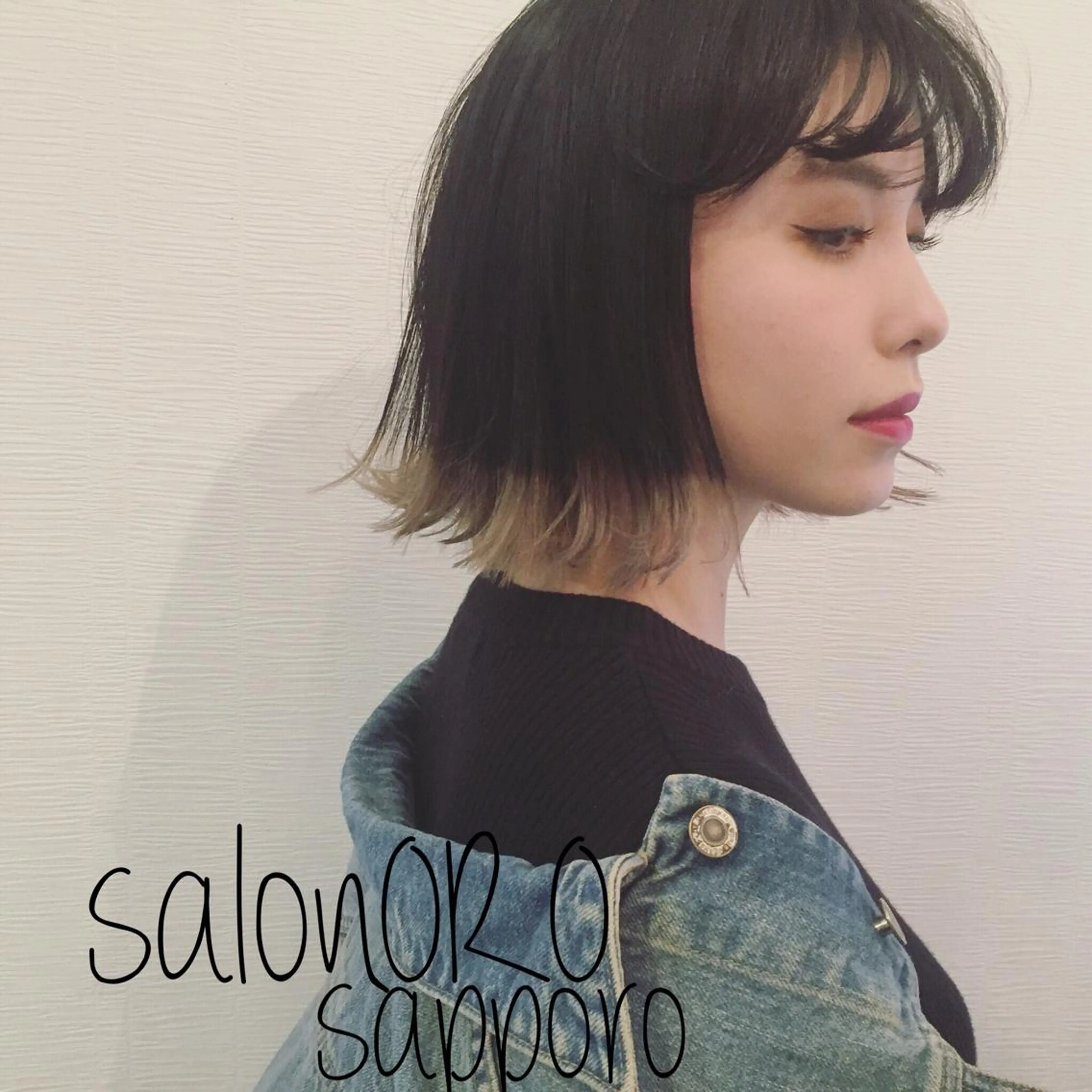 ミディアム カラー 黒髪 ブリーチ ダブルカラー パープルカラー シルバー 池田 真由美のヘアスタイル