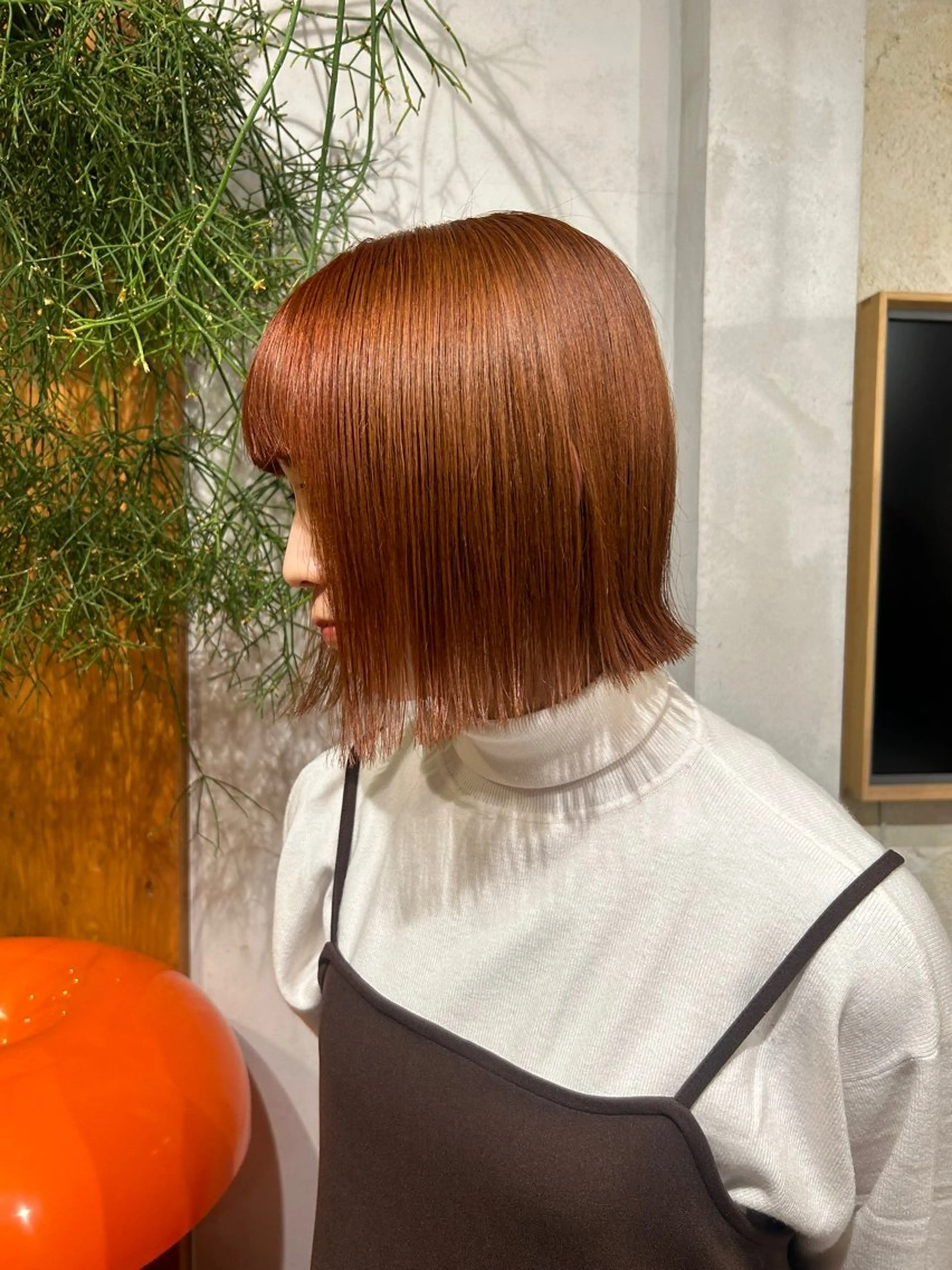 カラー ベージュカラー オレンジ オレンジベージュ 有岡 陽菜のヘアスタイル