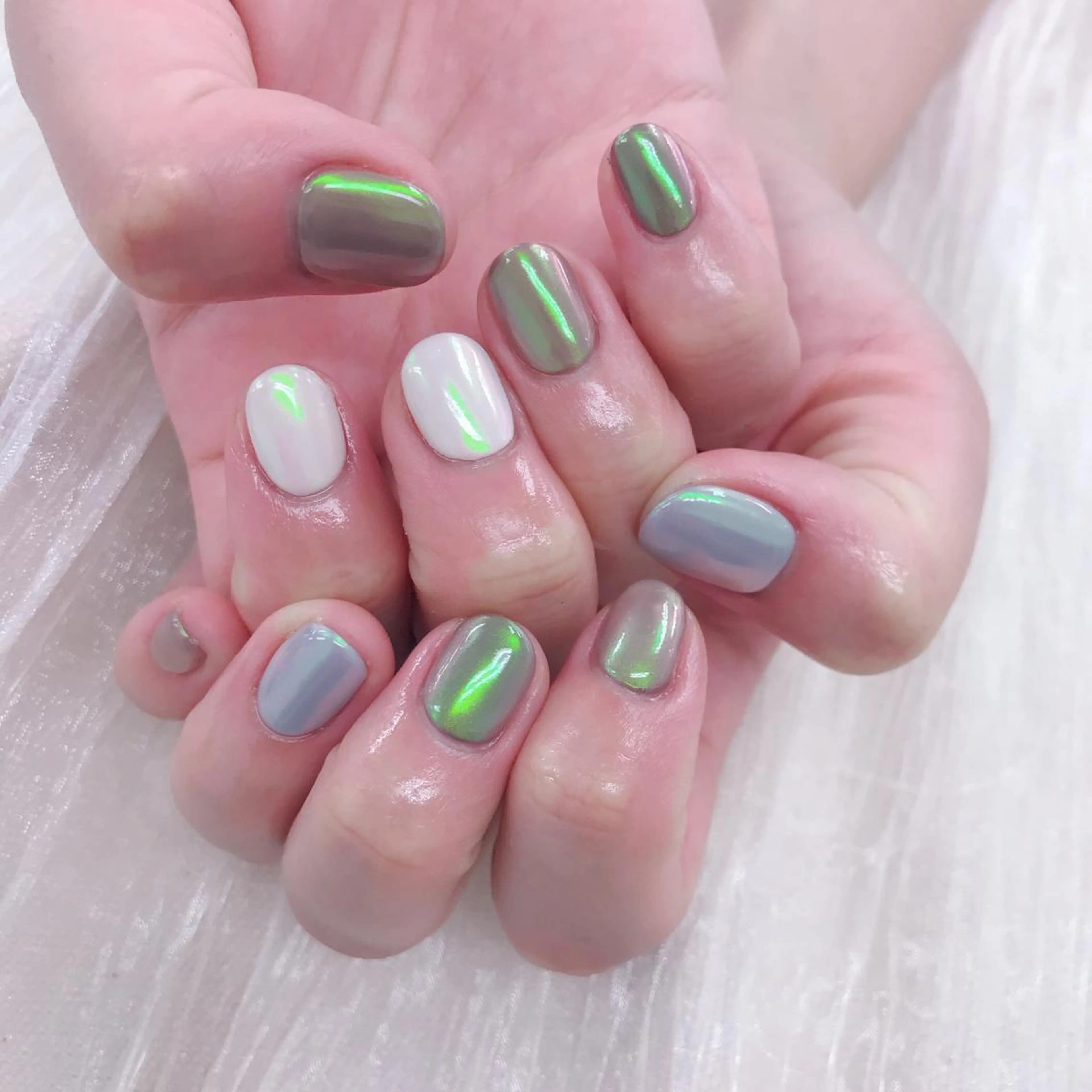 ネイル オーロラネイル ミラーネイル ネイリスト あこのネイルデザイン