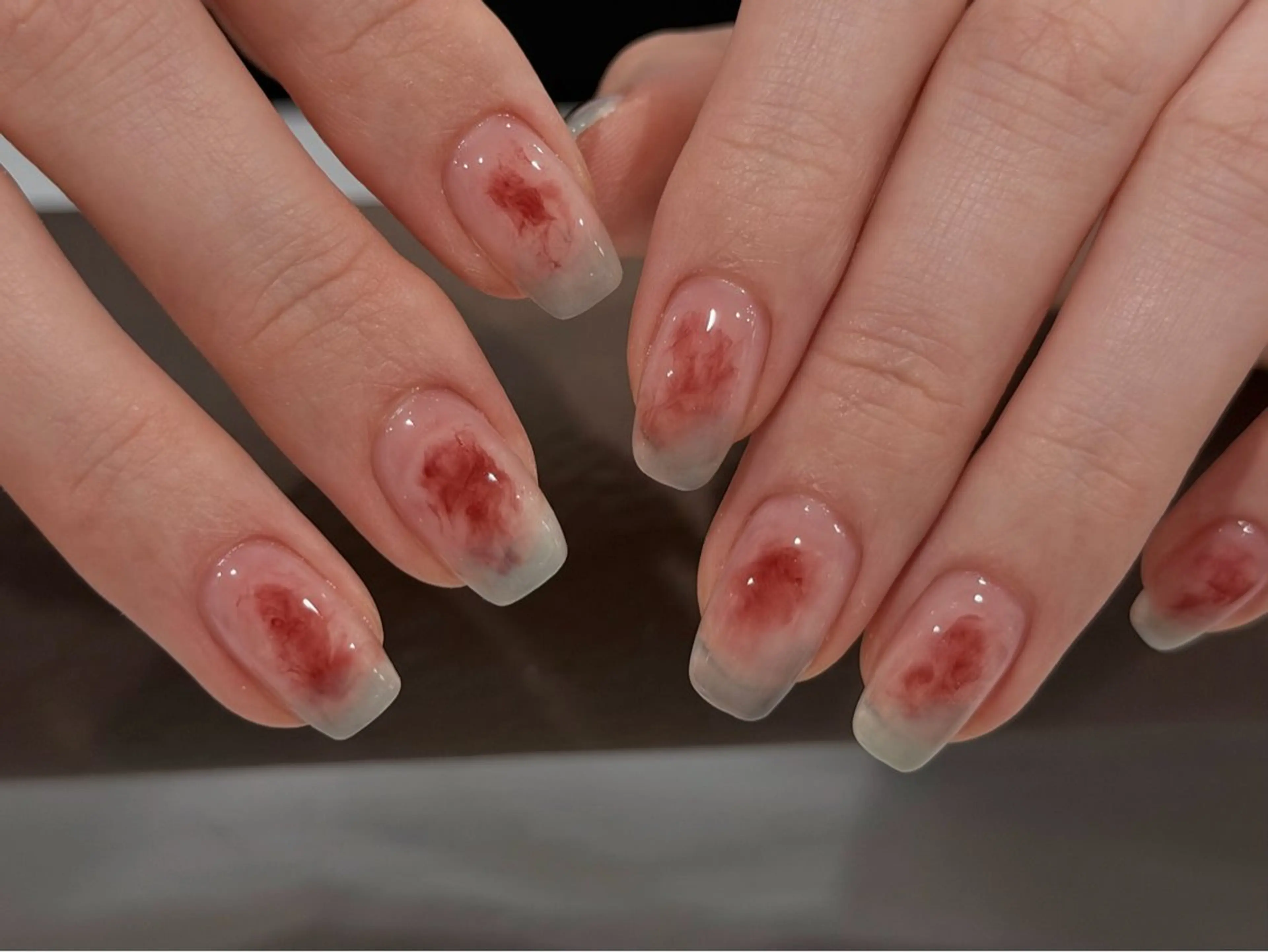 ネイル べっ甲ネイル ブルー ハンドネイル ANOVA所属・ANOVA アノヴァのネイルデザイン