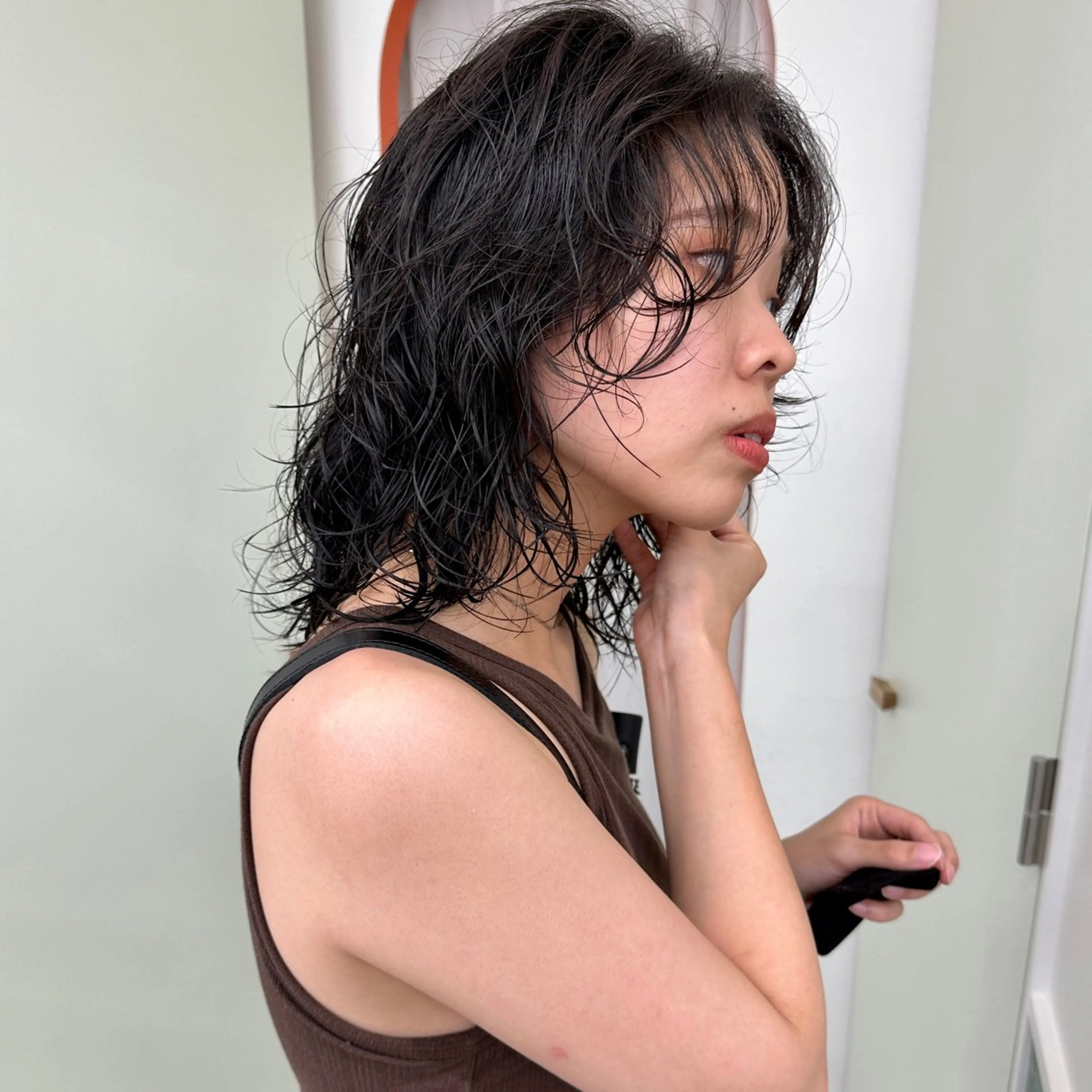 セミロング パーマ セミロングパーマ レイヤーカット カット パーマ トリートメント ボブ/レイヤー/ケア パーマ/リュウタのヘアスタイル