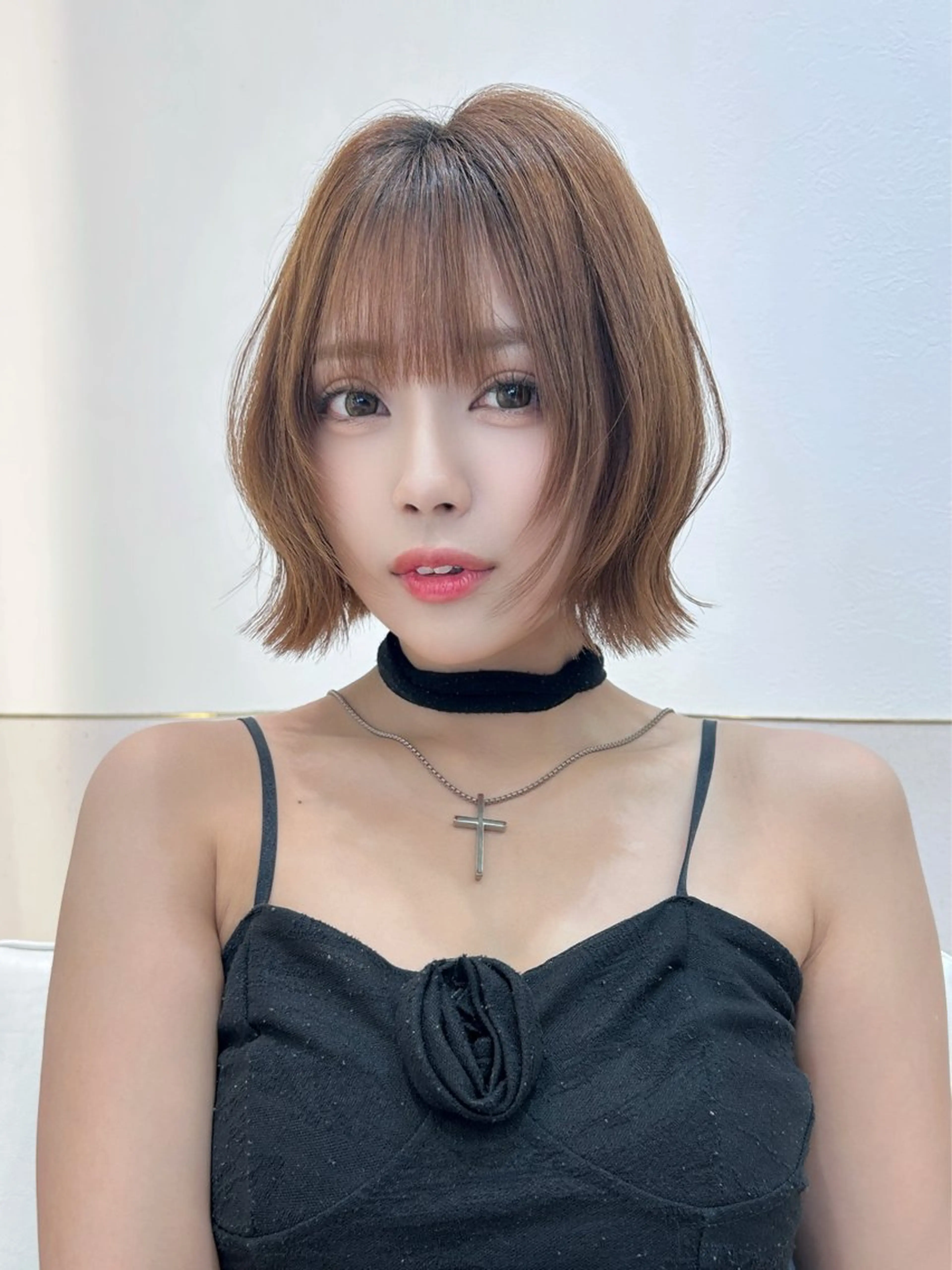 ショート ボブレイヤー ボブ くびれヘア 顔まわりレイヤー 顔周りカット ボブ/レイヤーボブ/ 髪質改善/梶川 夏季のヘアスタイル