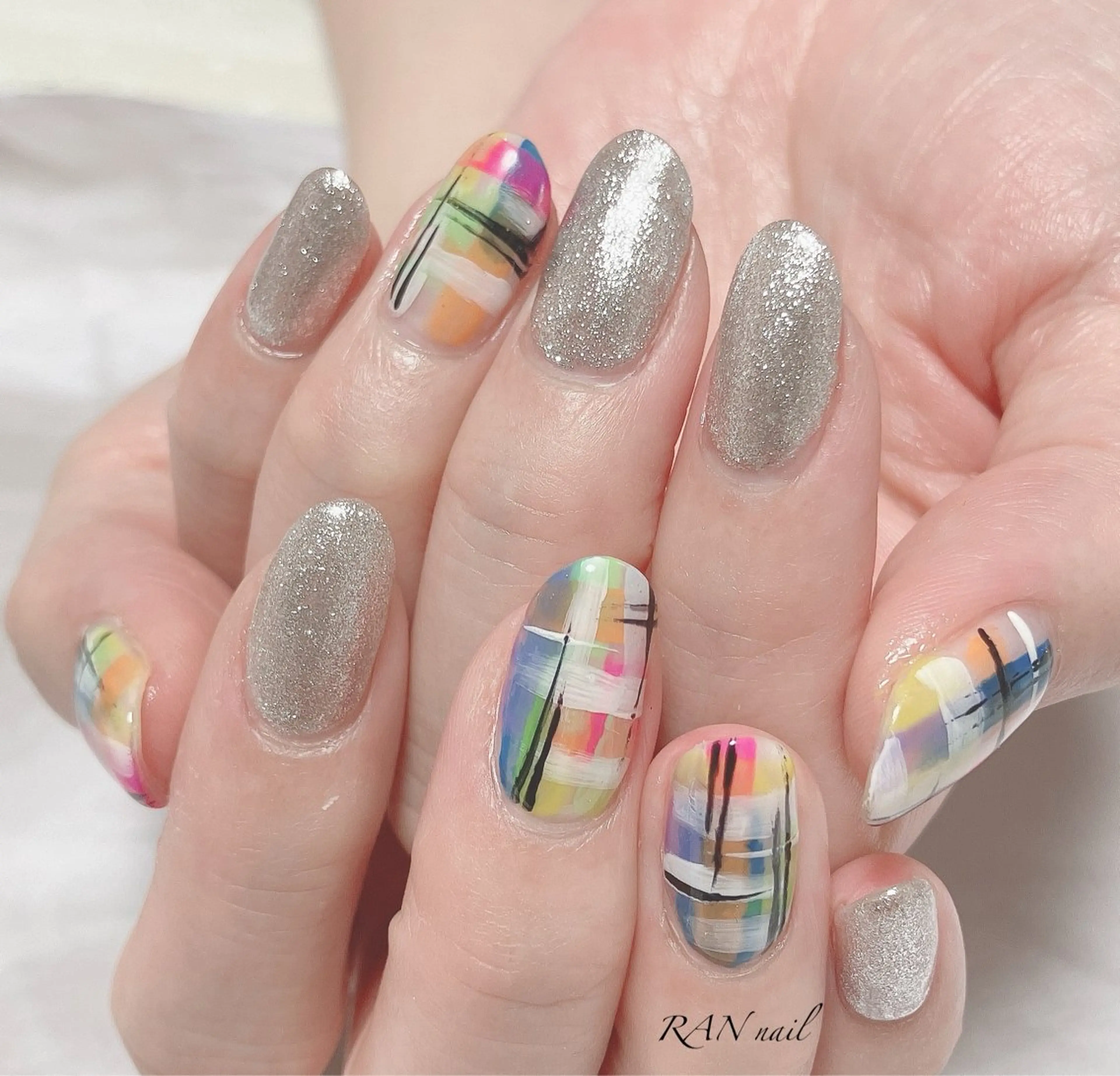 ネイル ピンク シルバー 春ネイル ハンドネイル フットネイル RAN nailのネイルデザイン