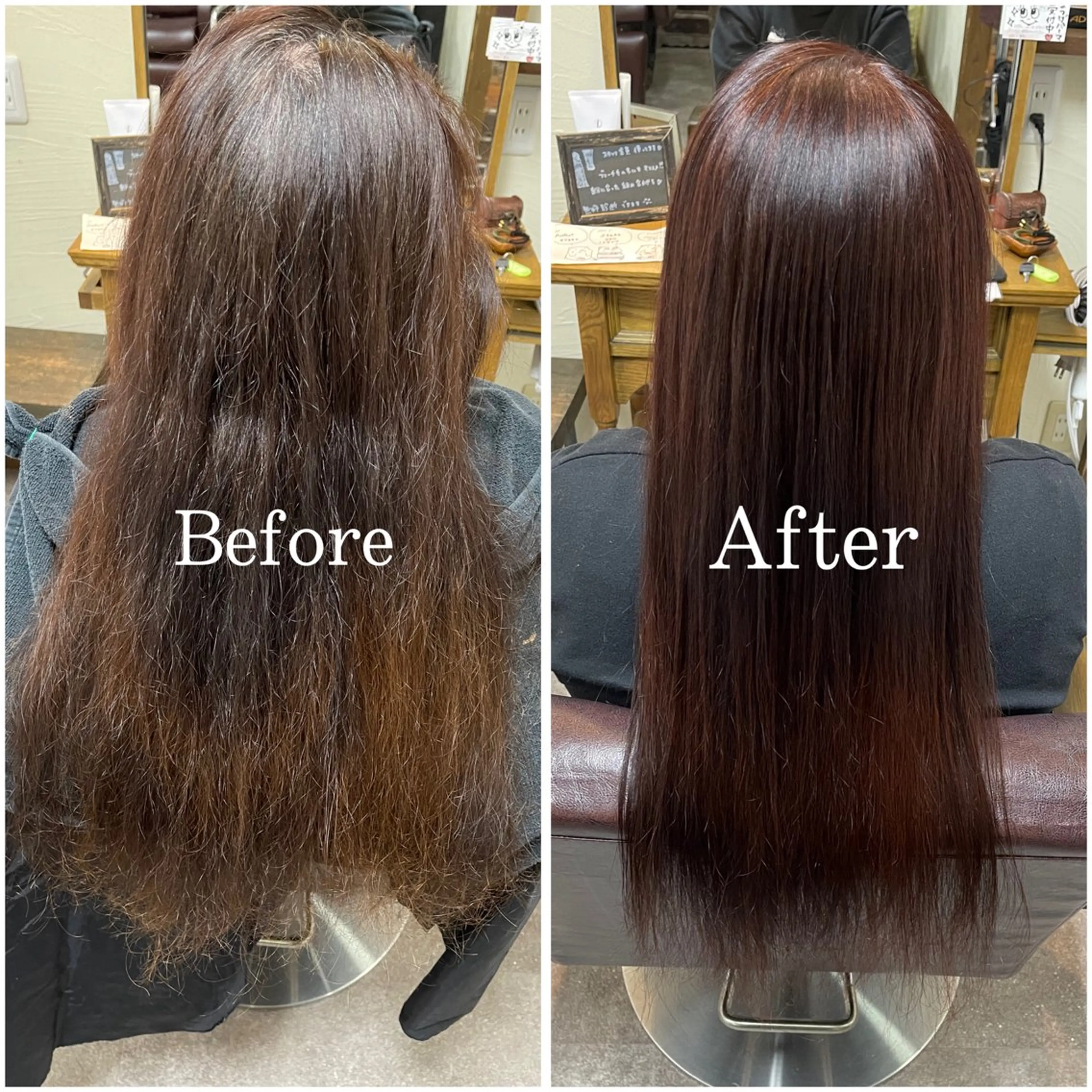 ロング パーマ 髪質改善 縮毛矯正 ストレートパーマ ムラ修正/ ハイトーン💖Riaのヘアスタイル