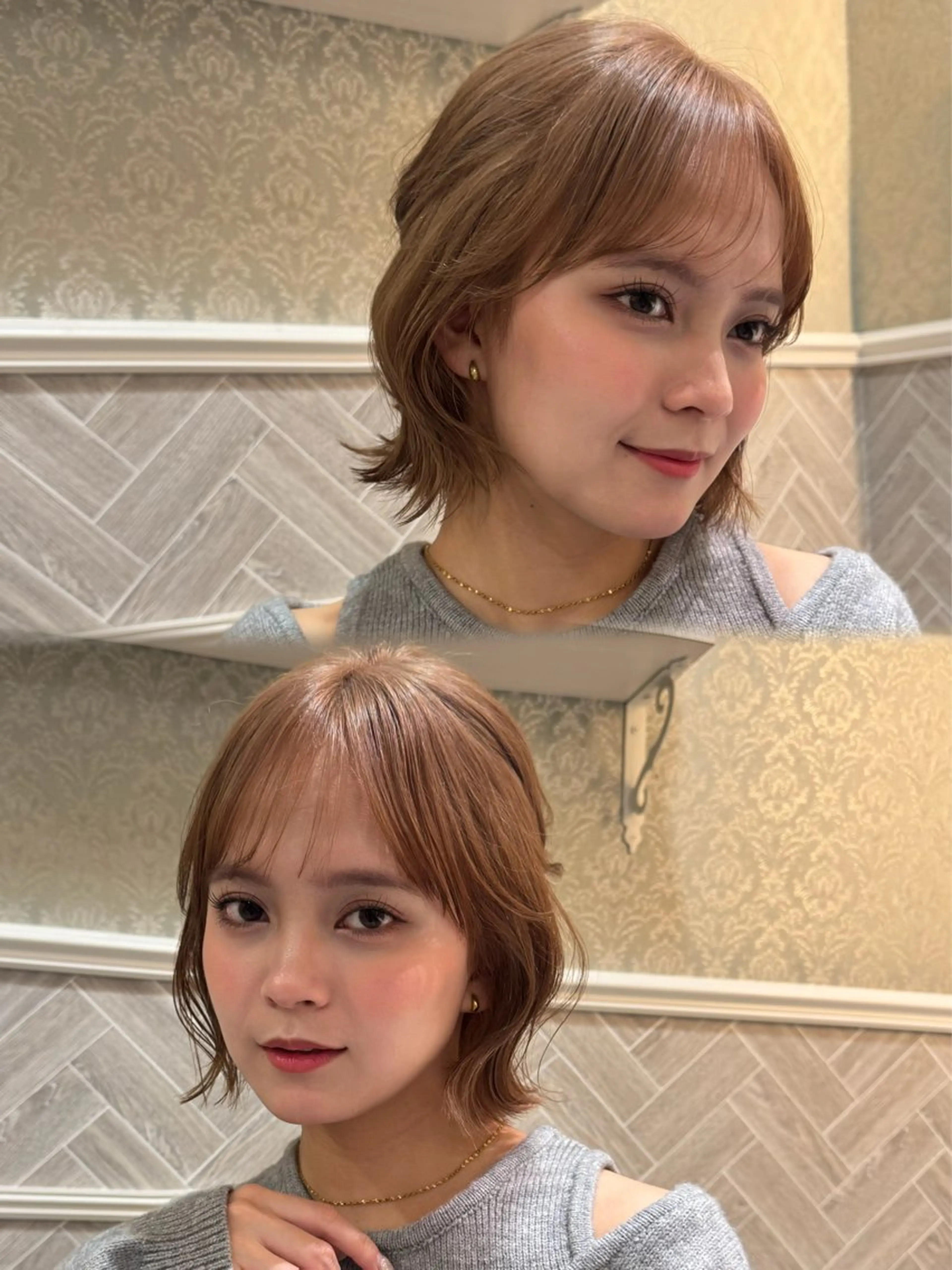 ショート カット ヘアカラー トリートメント ボブ/透明感カラー /艶髪/しなる🌷のヘアスタイル