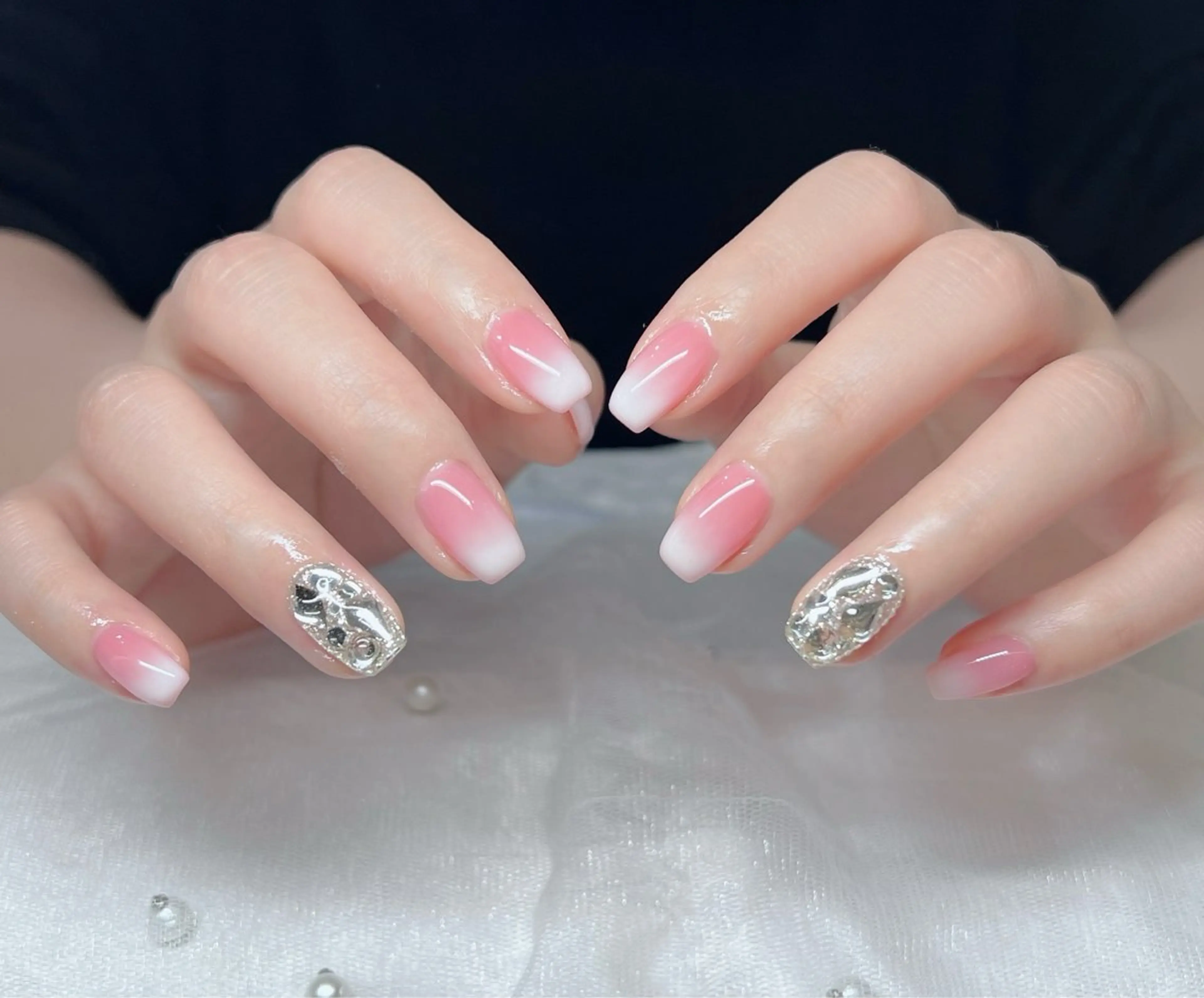 ネイル ハンドネイル 🎀PG🩵 ネイルサロンのネイルデザイン