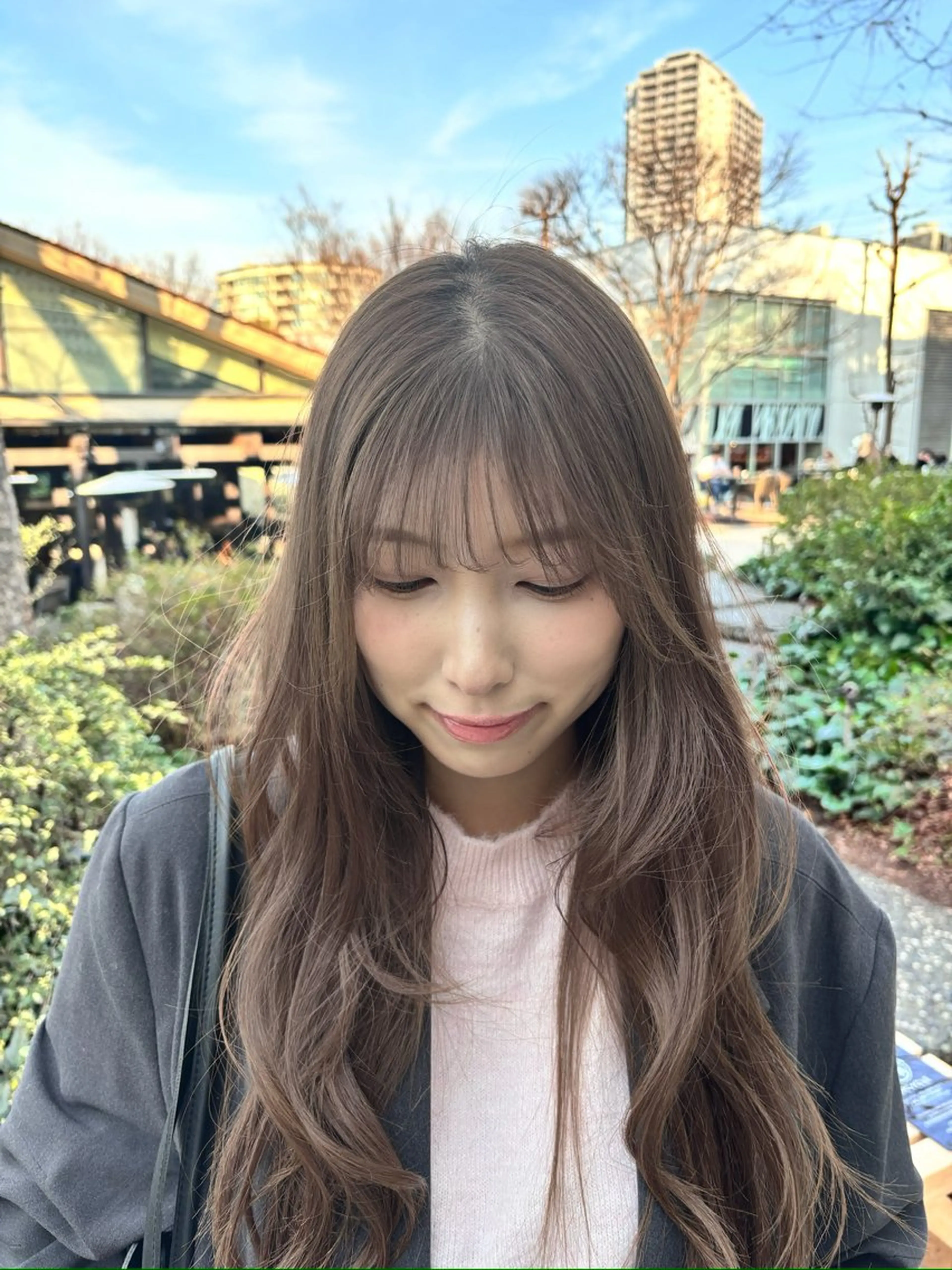 ロング カラー ベージュカラー ヘーゼル ヘアカラー ヘーゼルベージュ/ 赤み消し/はるのヘアスタイル